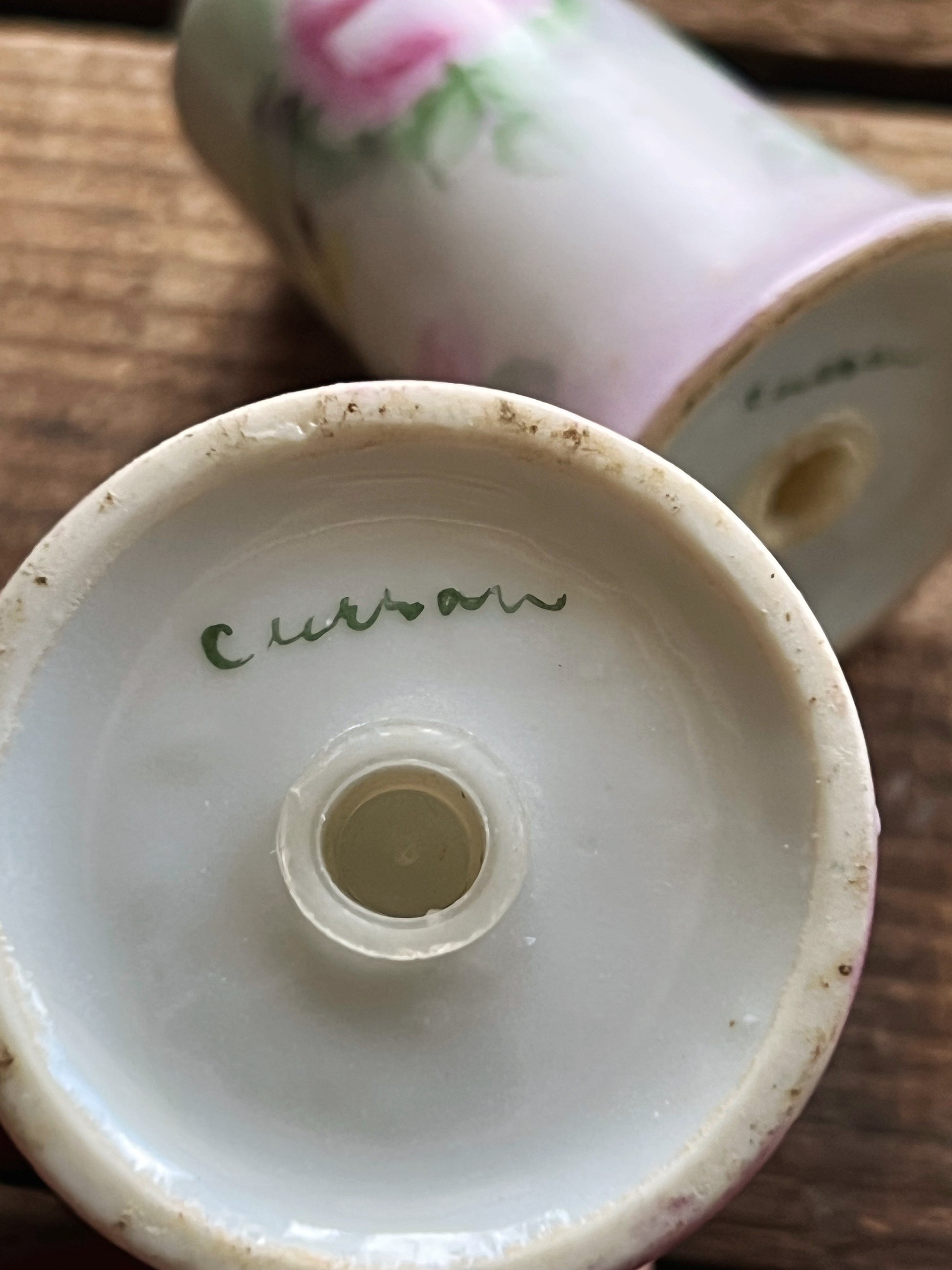 Antique Hand Painted Salt & Pepper Shaker Set