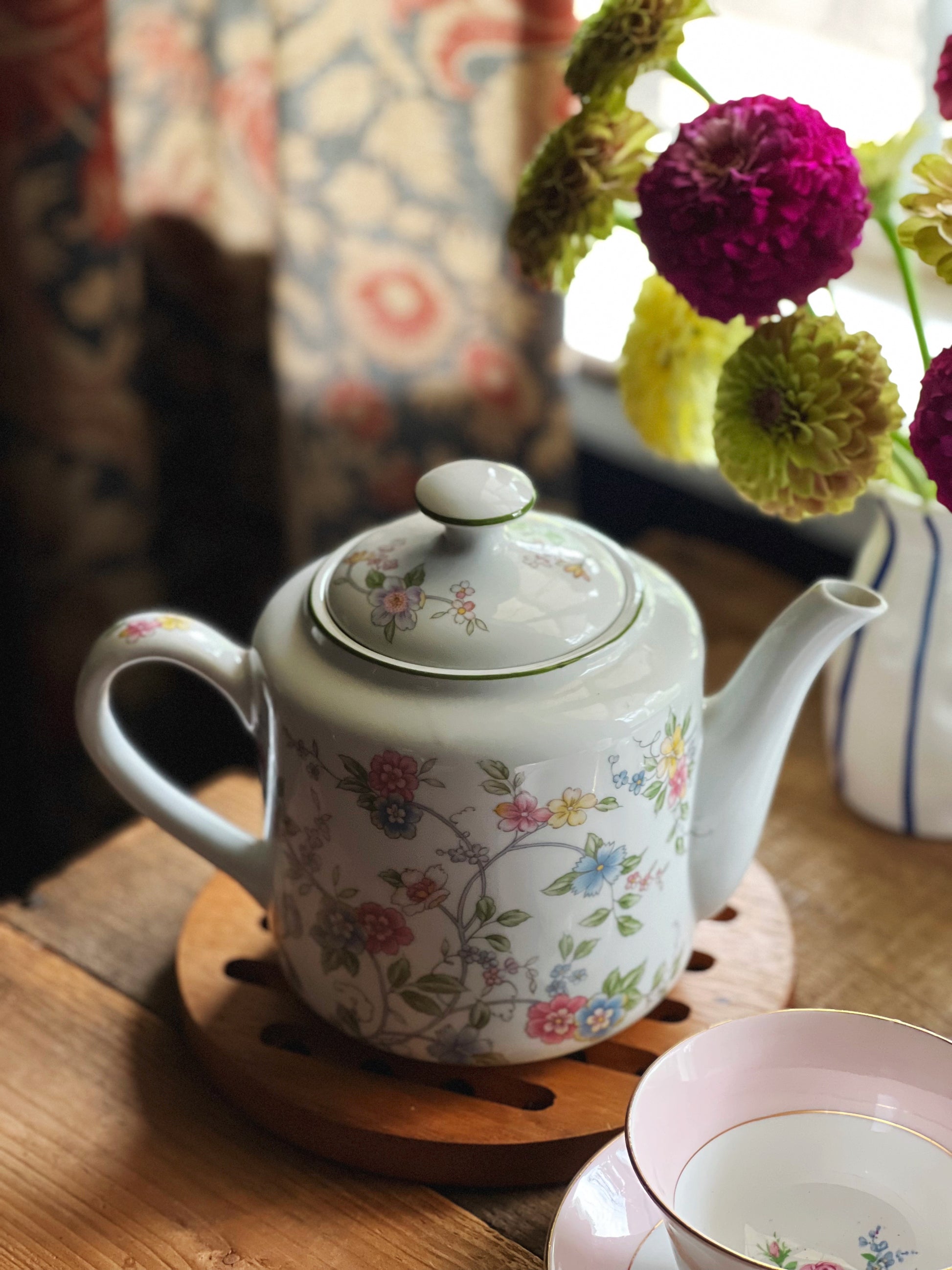 Vintage Corona by Andrea Sadek Floral Teapot