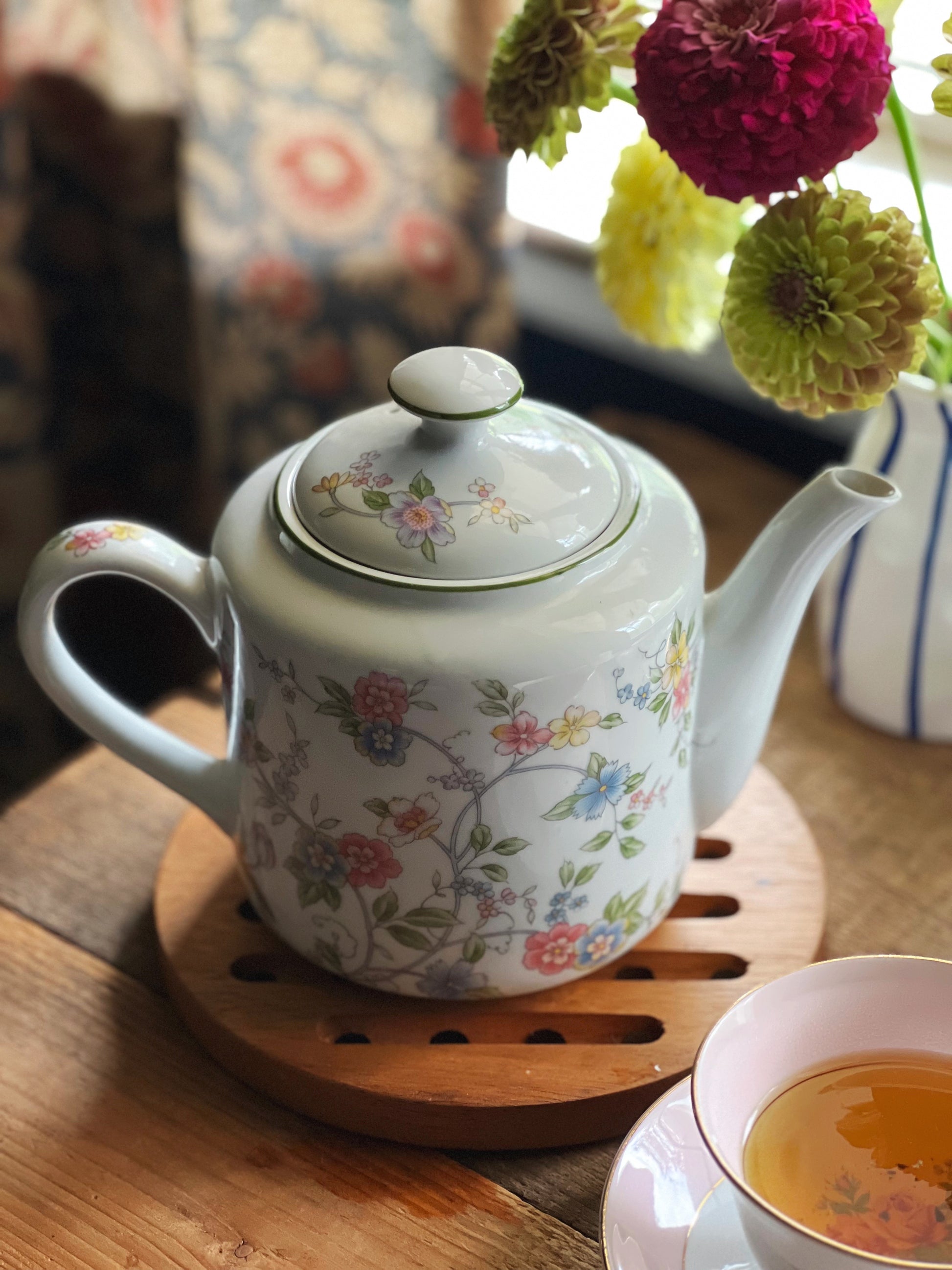 Vintage Corona by Andrea Sadek Floral Teapot