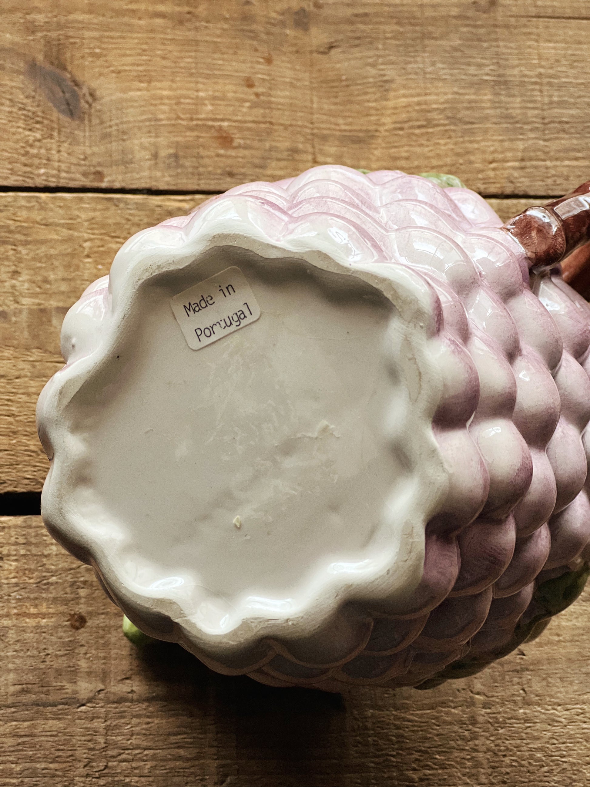 Vintage Hand Painted Grape Cluster Pitcher Made in Portugal