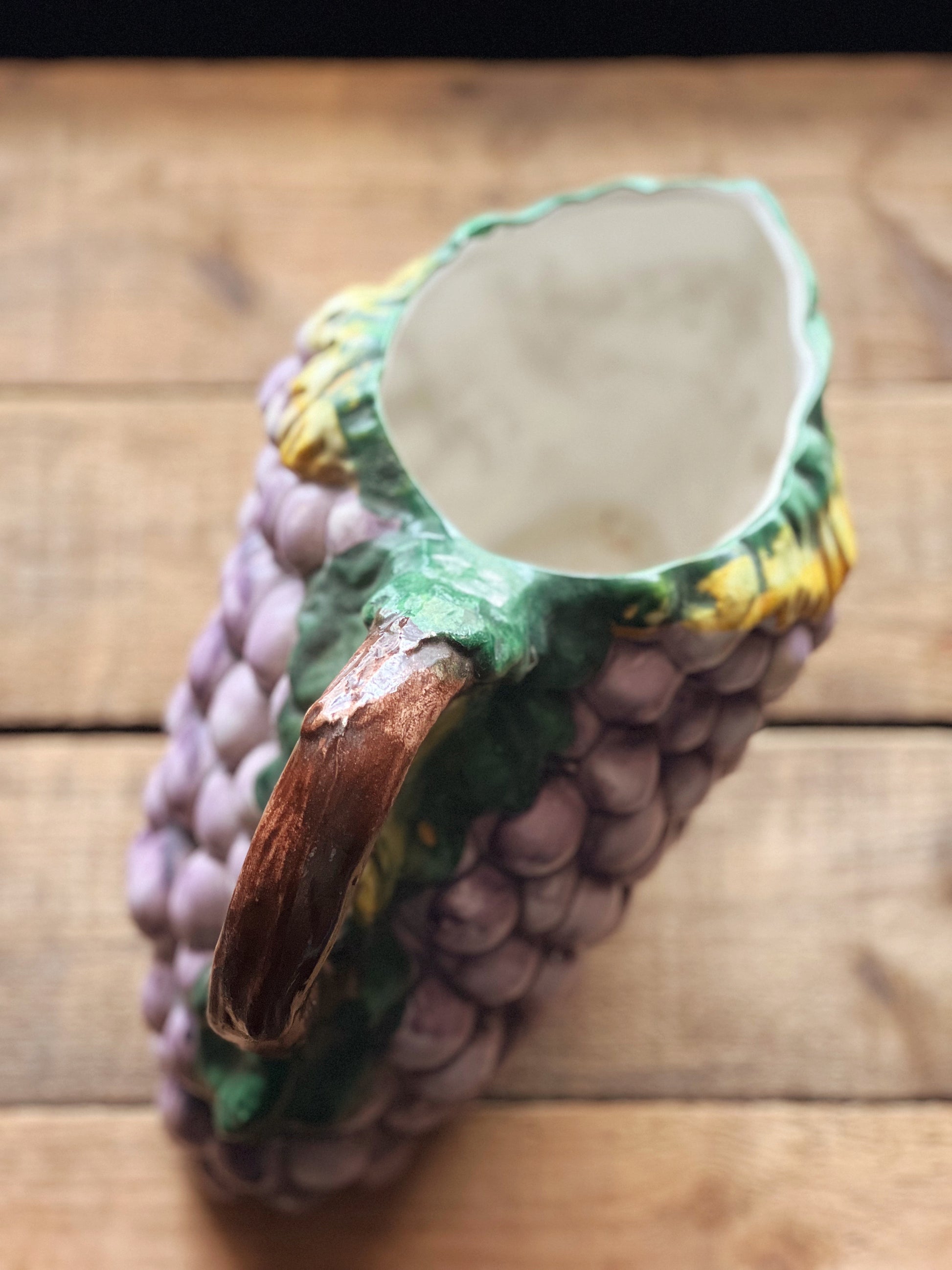 Vintage Hand Painted Grape Cluster Pitcher Made in Italy