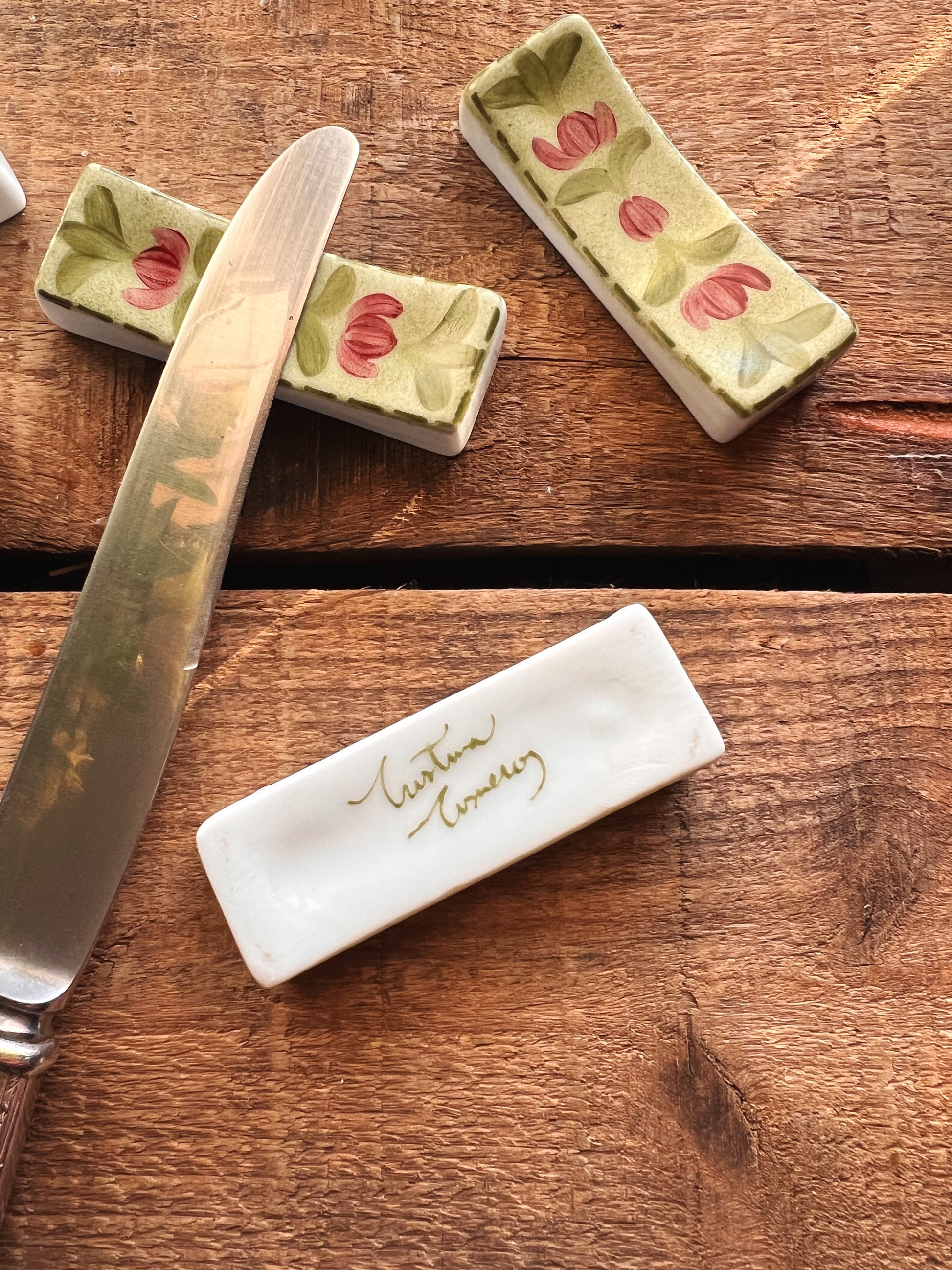 Set of 6 Hand Painted Ceramic Knife Rests Made in Spain