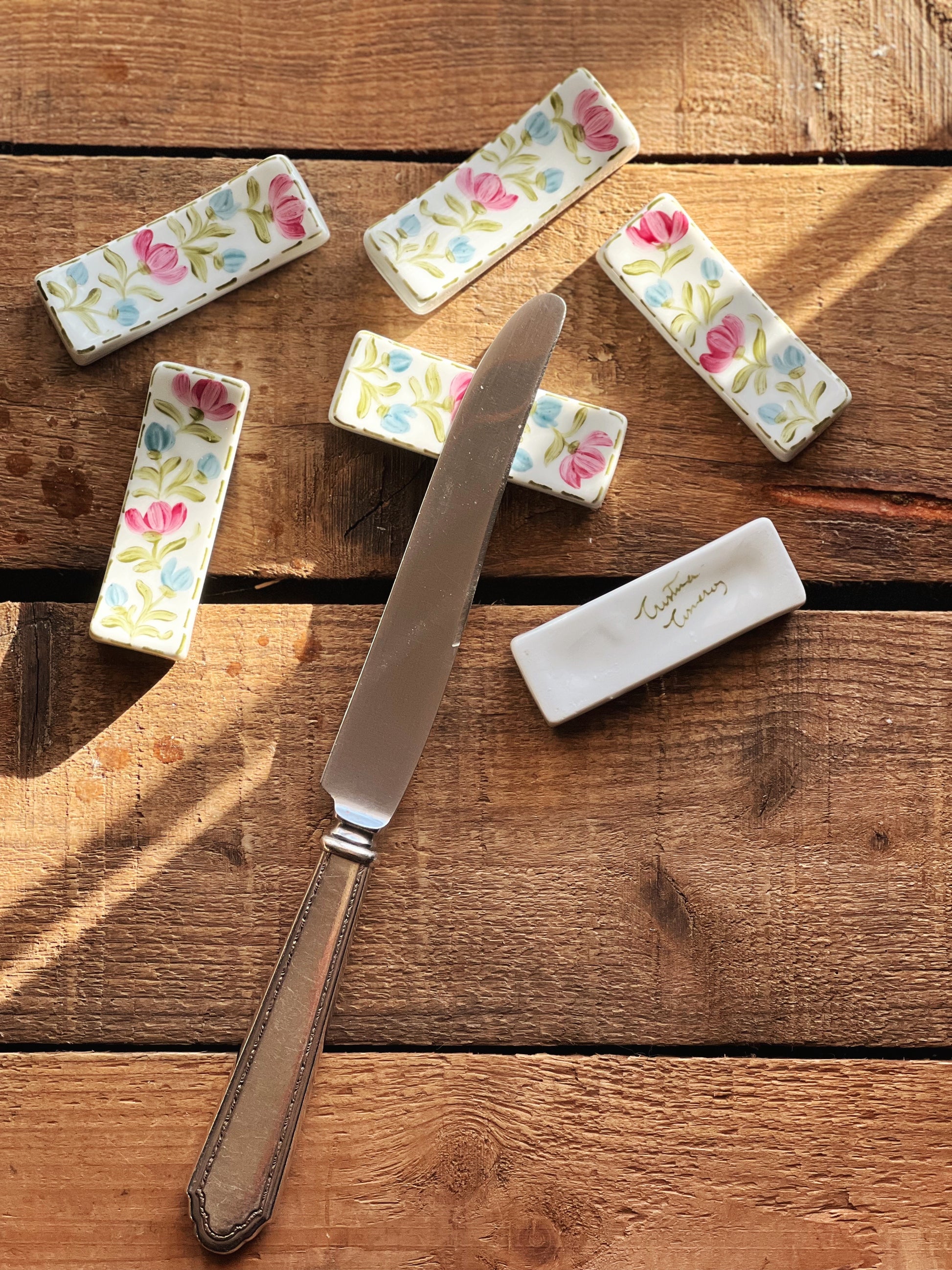 Set of 6 Hand Painted Ceramic Knife Rests Made in Spain