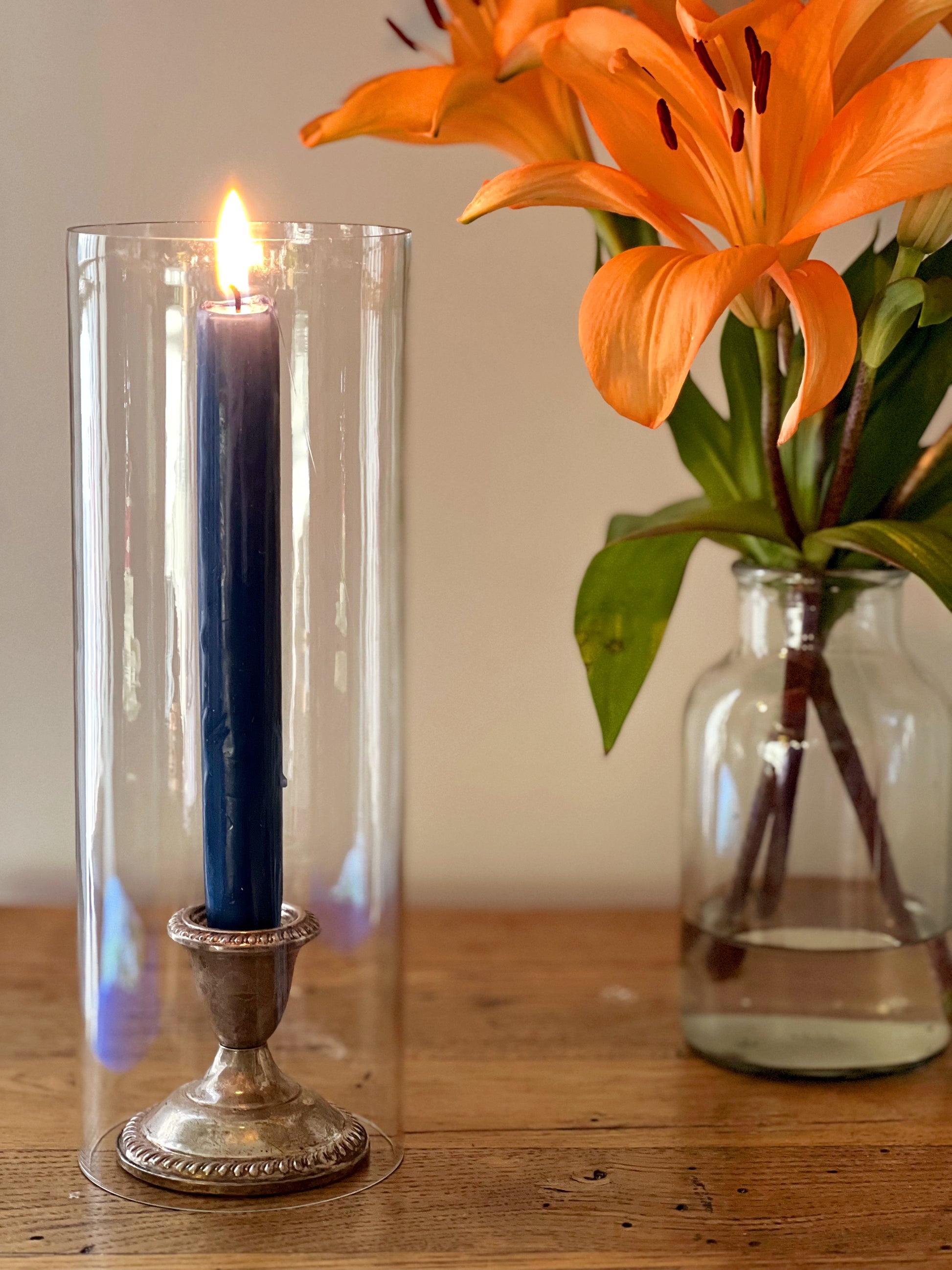 Vintage Glass Hurricane Lamp