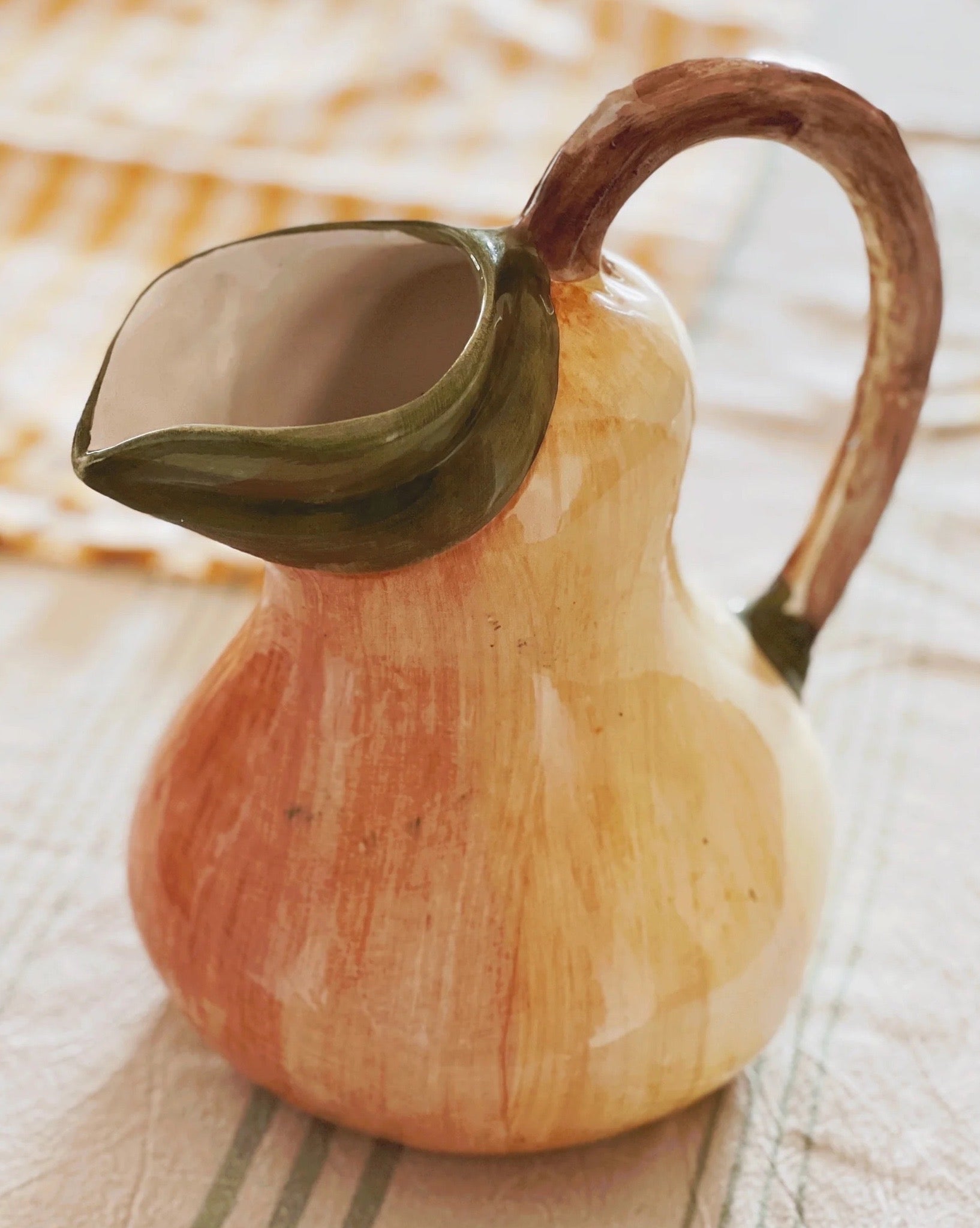 Vintage Hand Painted Pear Pitcher Made in Italy