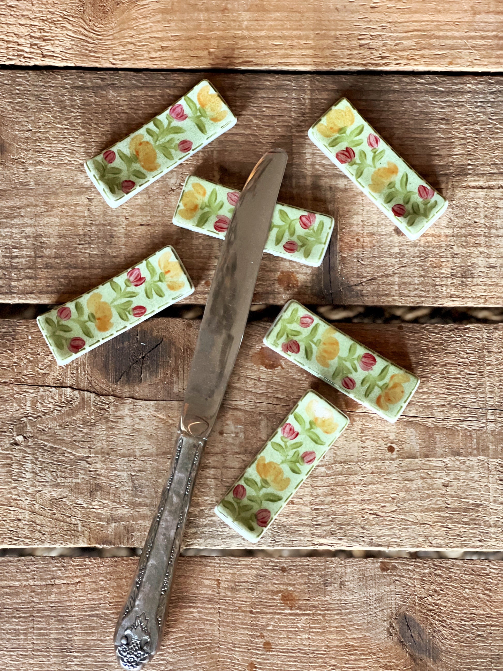 Set of 6 Hand Painted Ceramic Knife Rests Made in Spain