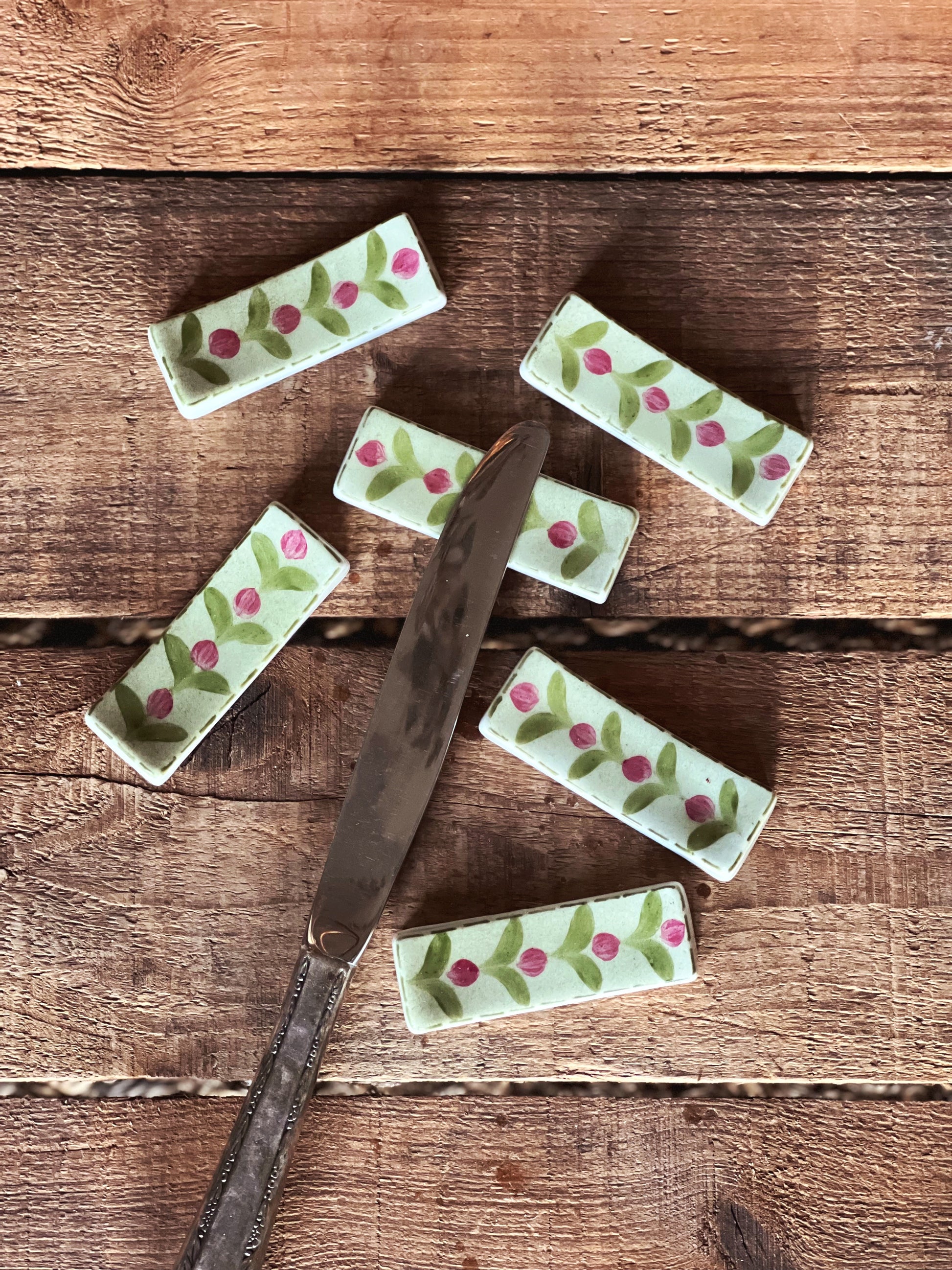 Set of 6 Hand Painted Ceramic Knife Rests Made in Spain