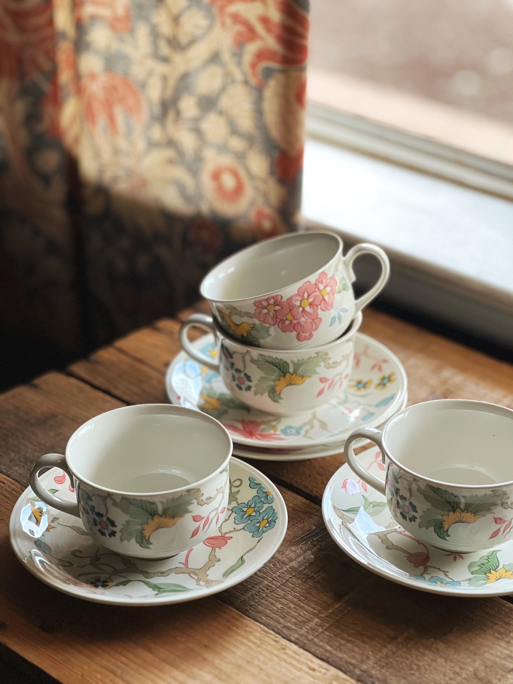 floral teacup and saucer set