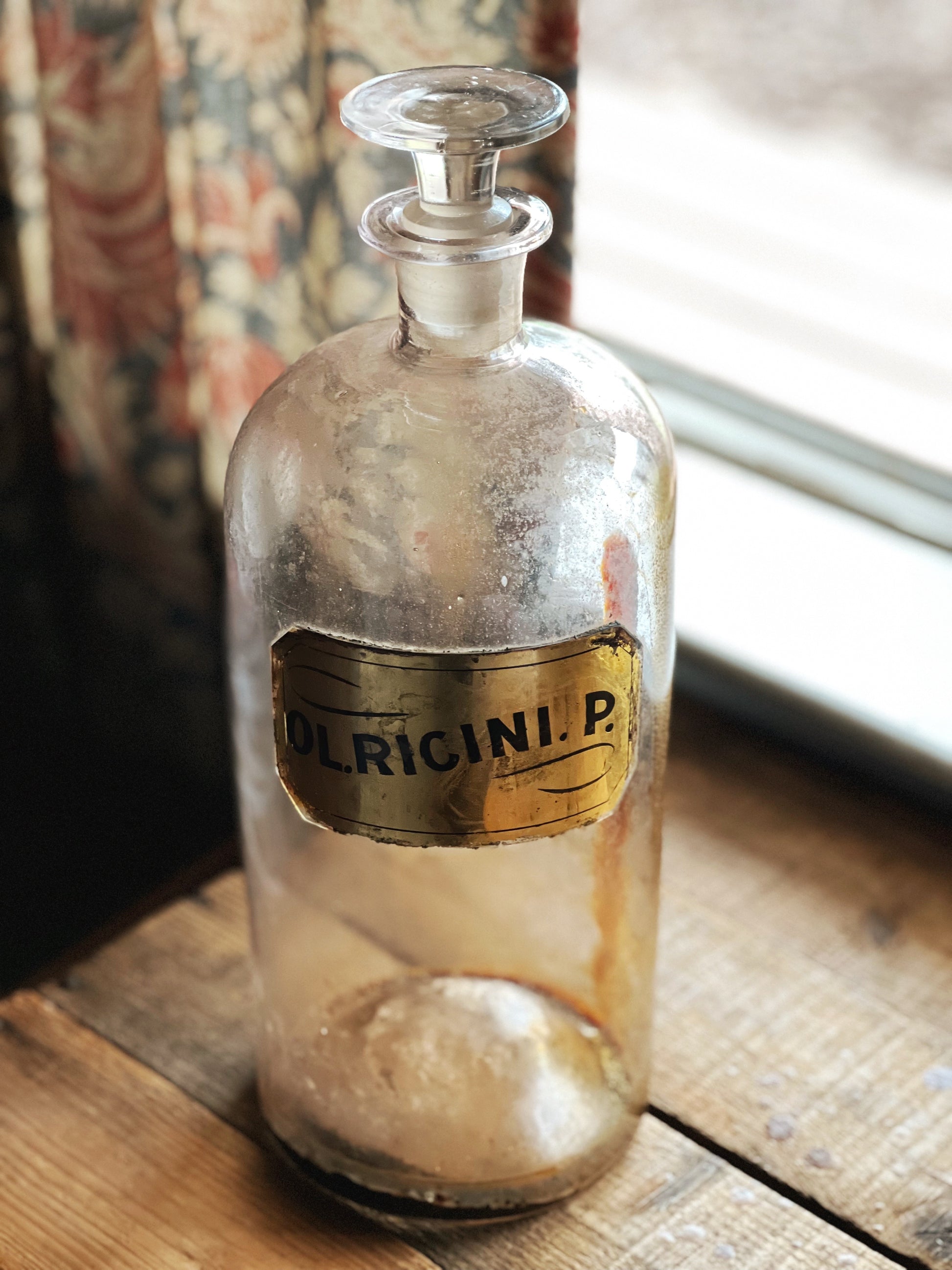 gold label apothecary bottle