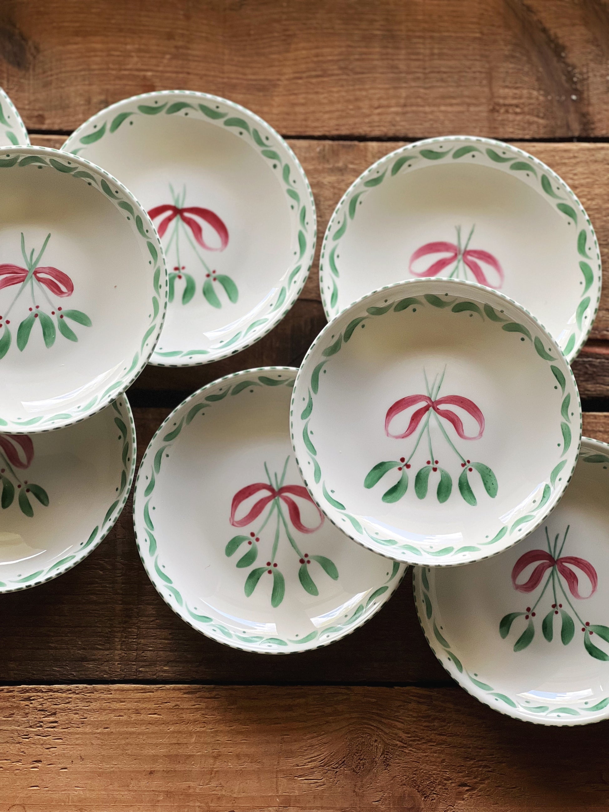small ceramic plate pink and green