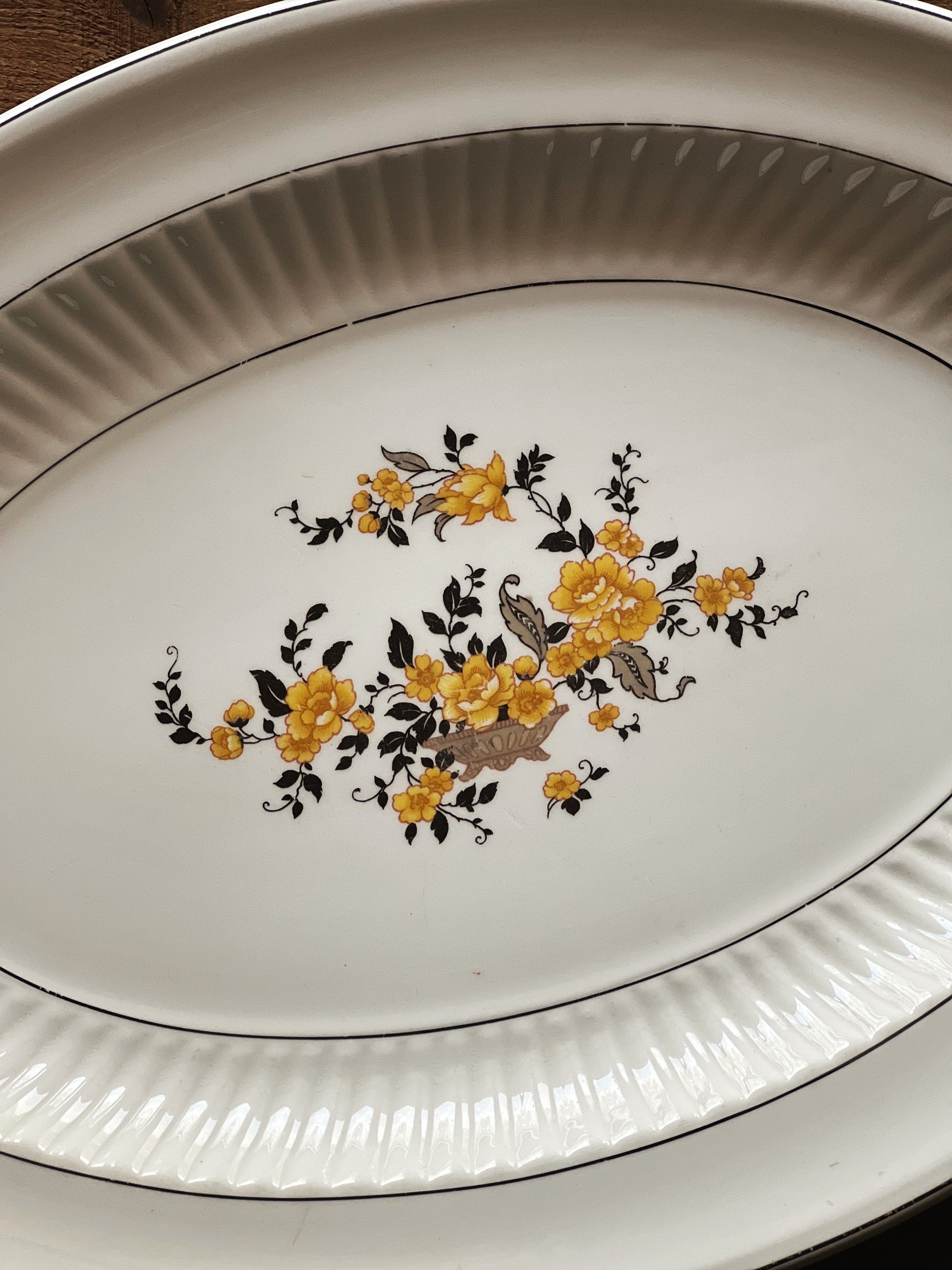 Antique Knowles Taylor & Knowles Yellow Gold Oval Floral Serving Platter