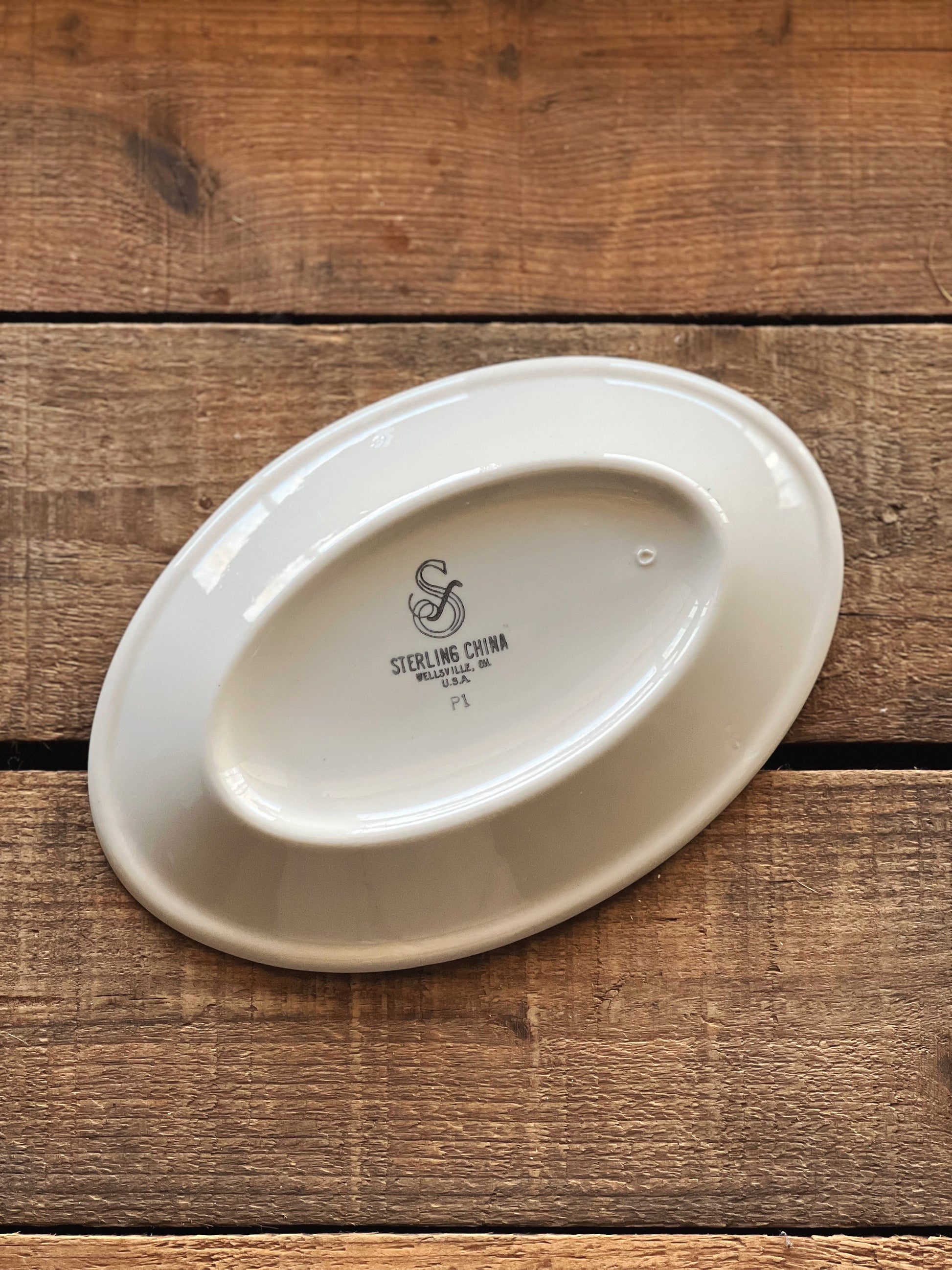 Small Vintage Black Banded Oval Platter by Sterling China