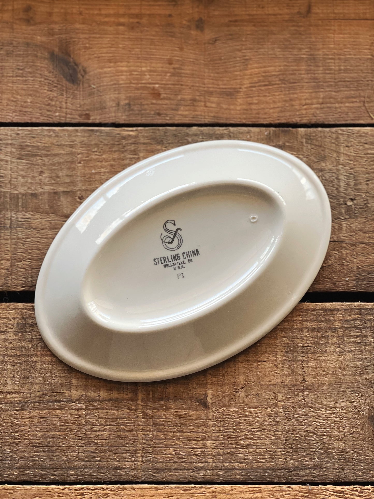 Small Vintage Black Banded Oval Platter by Sterling China