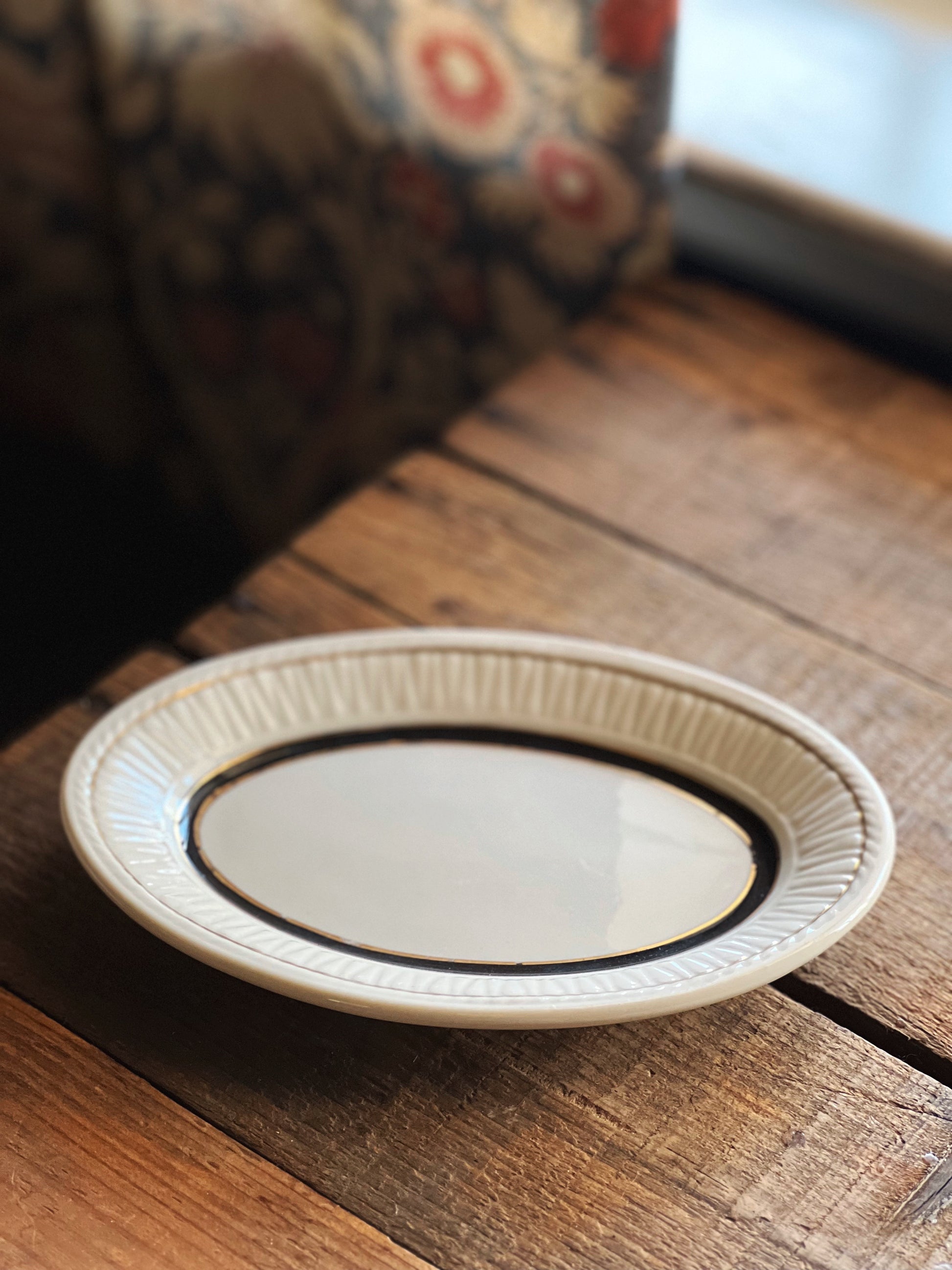 Small Vintage Black Banded Oval Platter by Sterling China