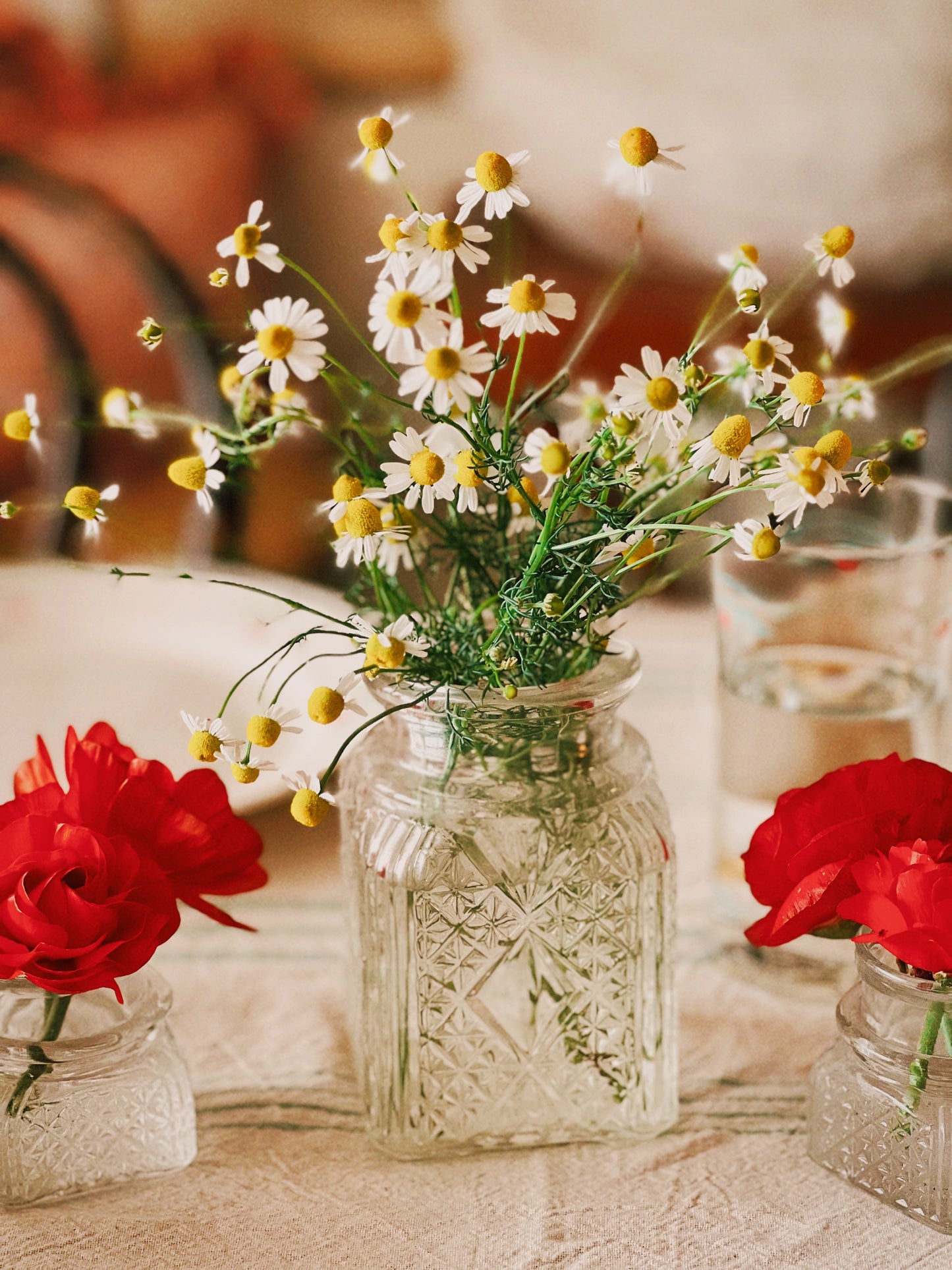 Set of 3 Vintage Pressed Glass Jars