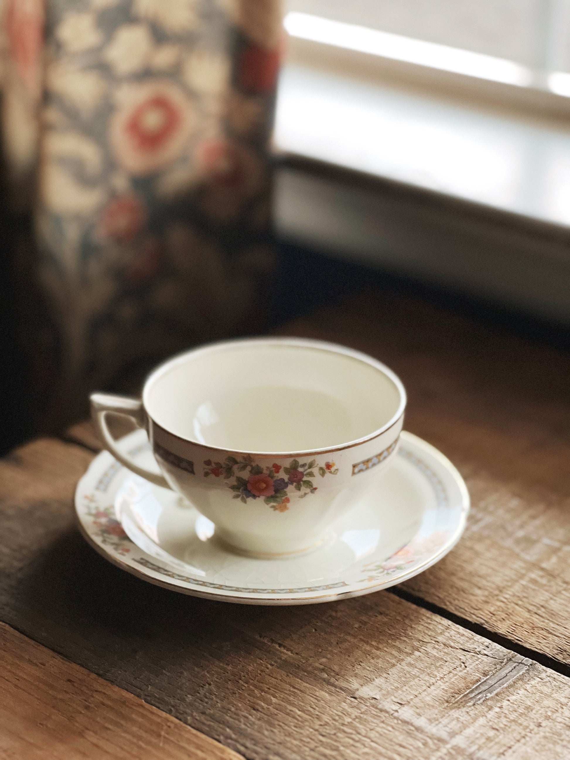floral teacup and saucer set