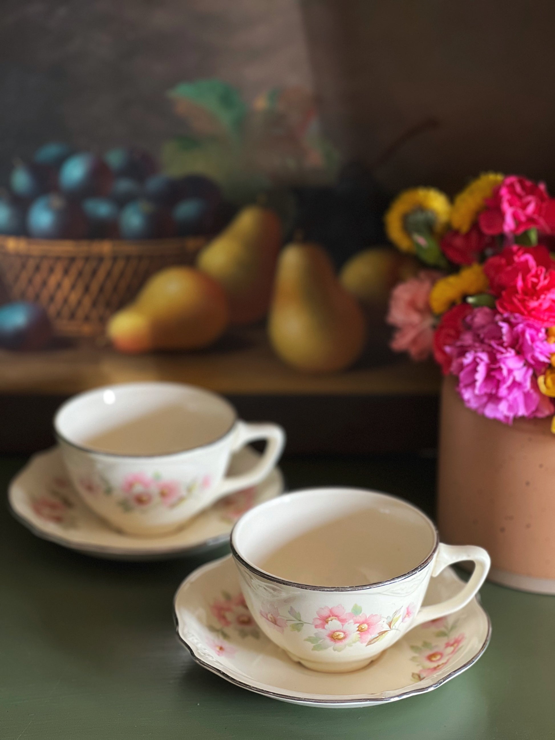 small floral teacup & saucer set