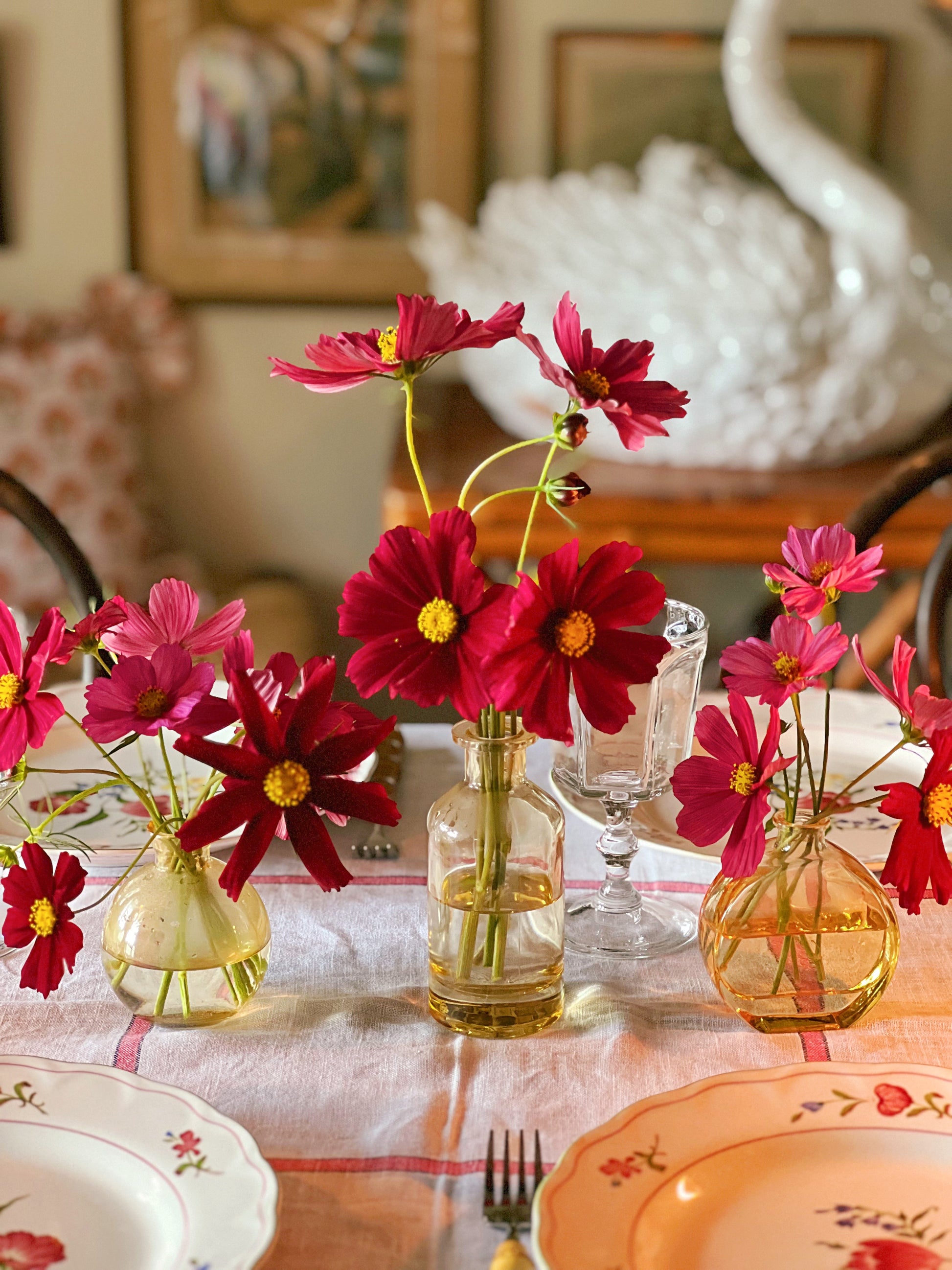 Set of 3 Vintage Yellow Bud Vases