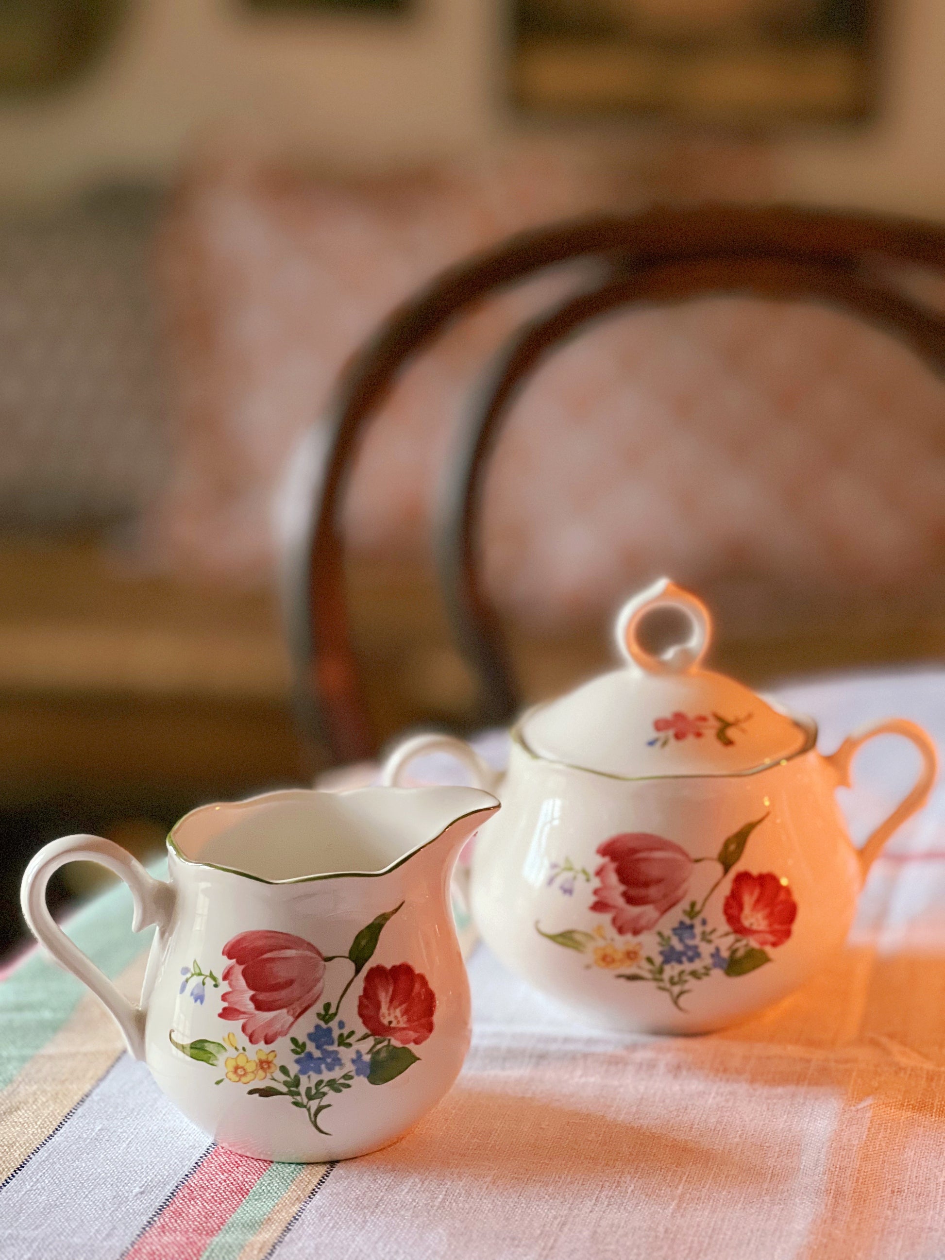 Vintage Nikko Provincial Biarritz Sugar Bowl and Creamer