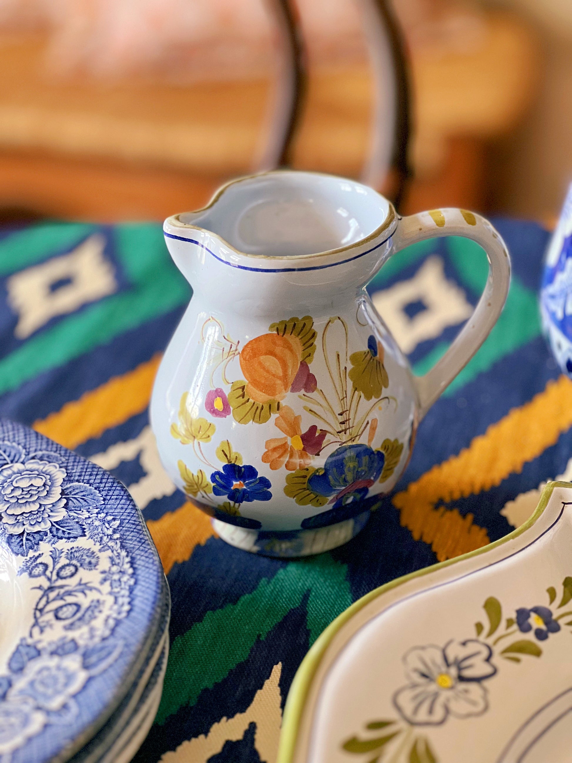 small vintage hand painted pitcher