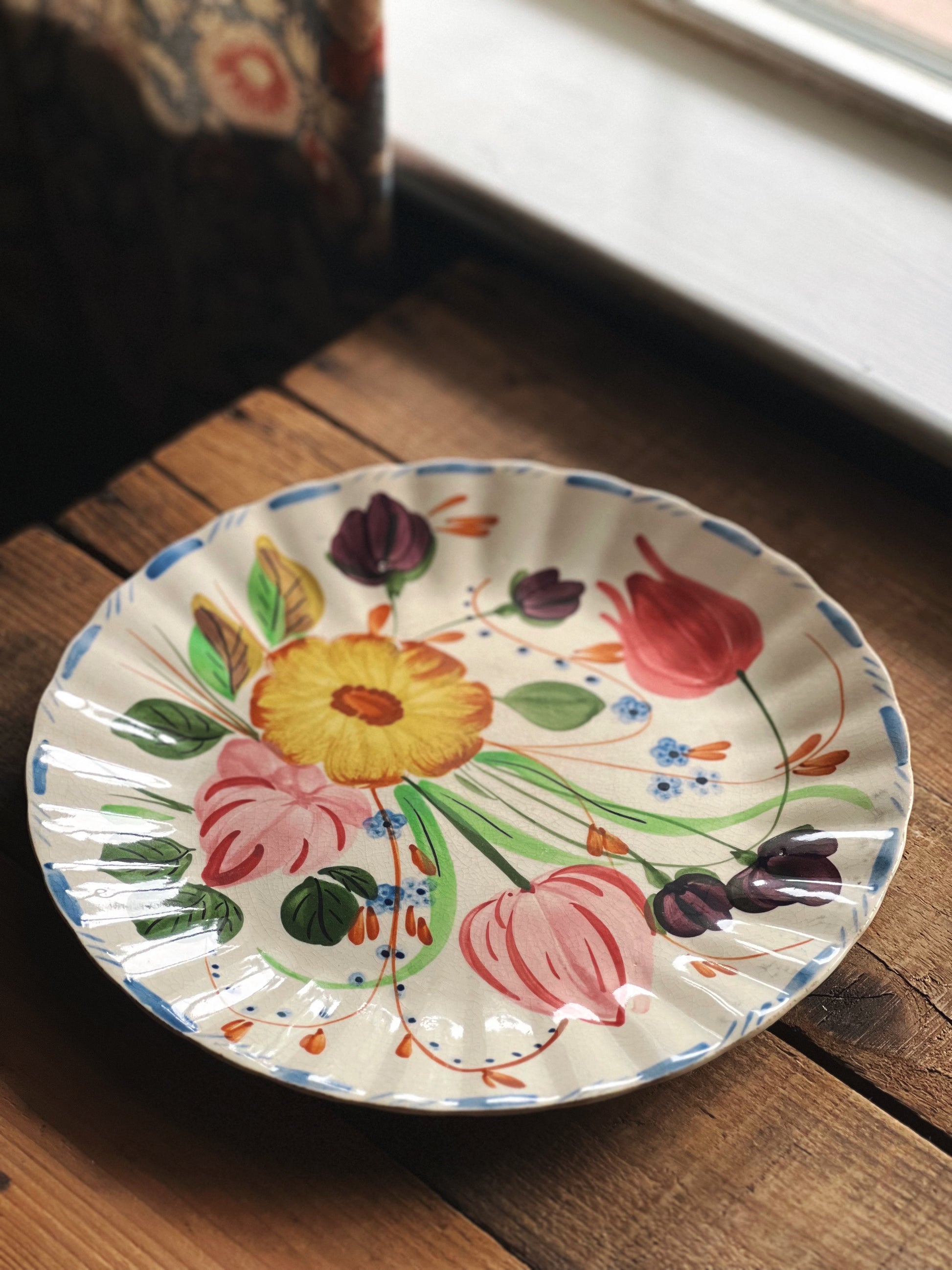 Vintage Blue Ridge Southern Potteries Inc Grandmother's Garden Floral Plate