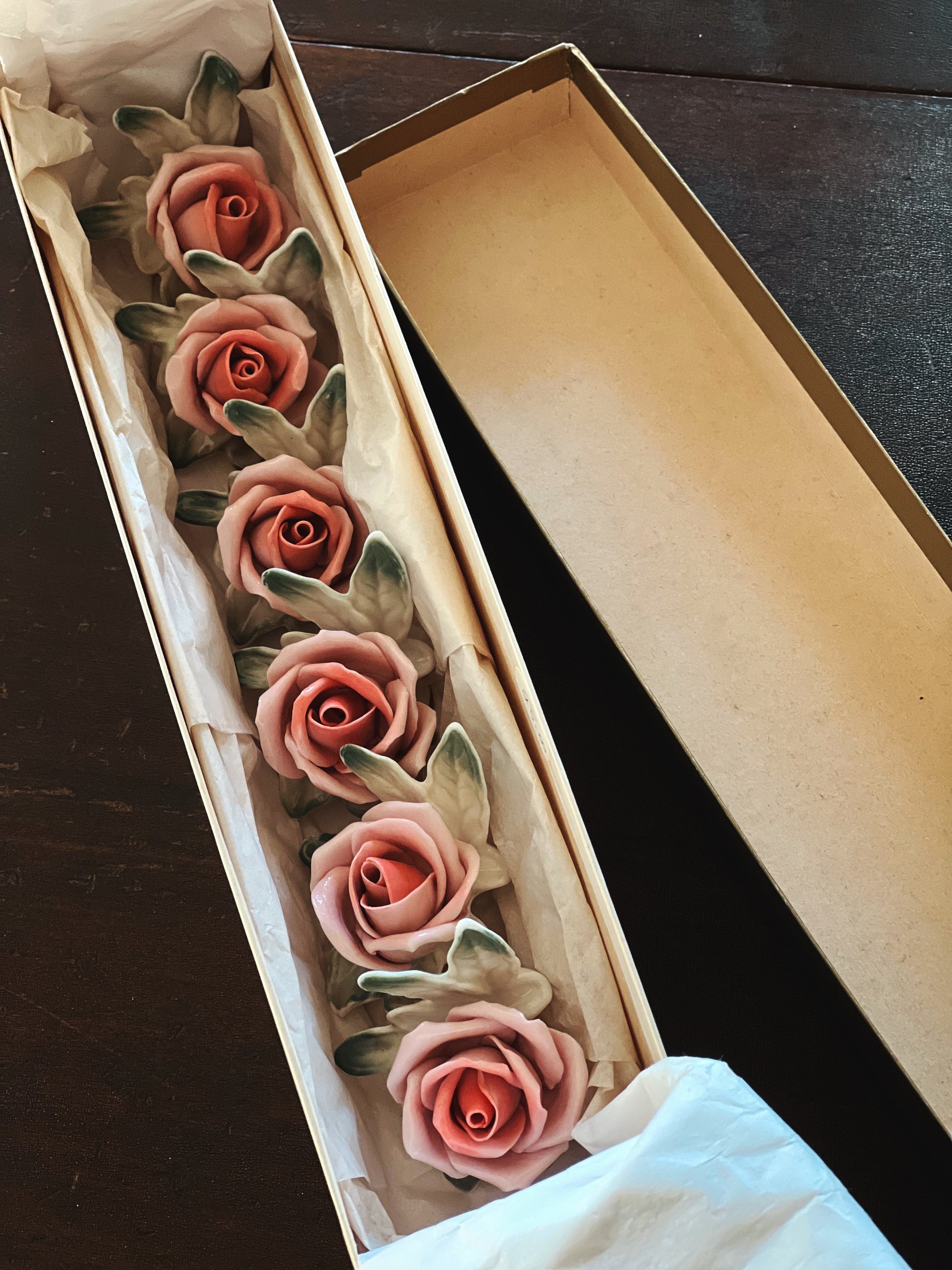 Set of 6 Vintage German Porcelain Flower Place Card Holders