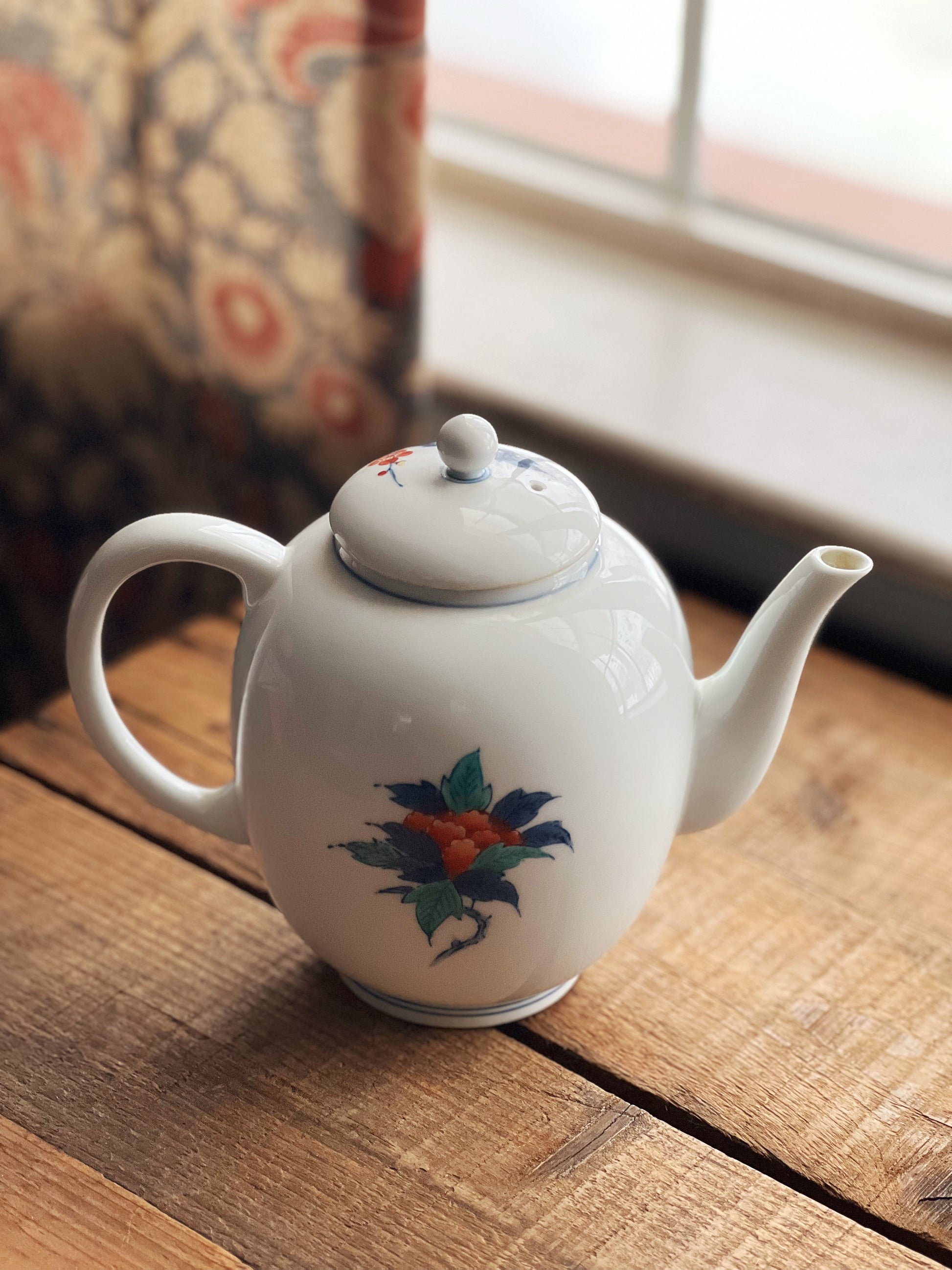 Vintage Porcelain Teapot with Floral Design