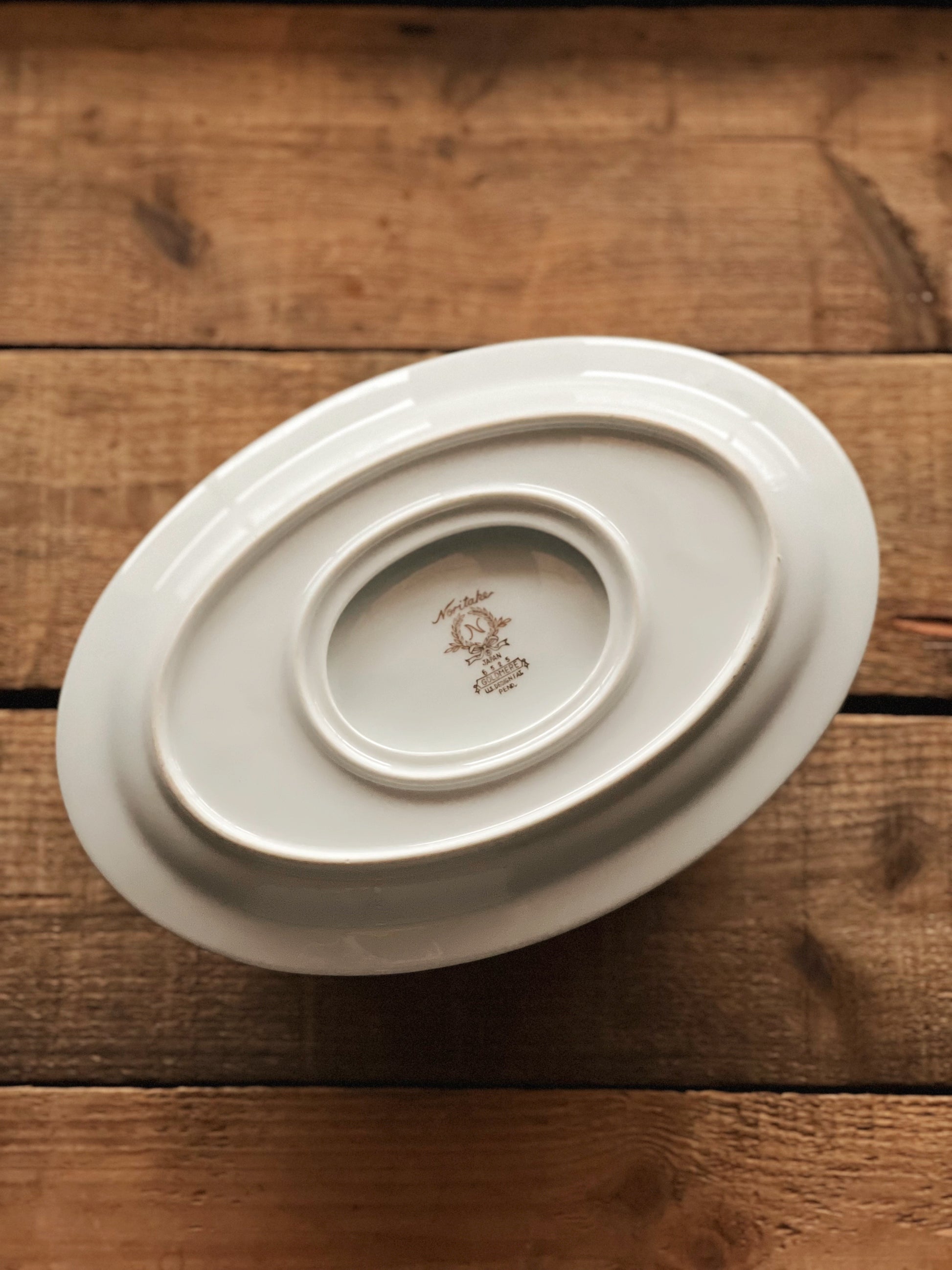 Vintage Noritake Goldmere Gravy Boat with Attached Under Plate