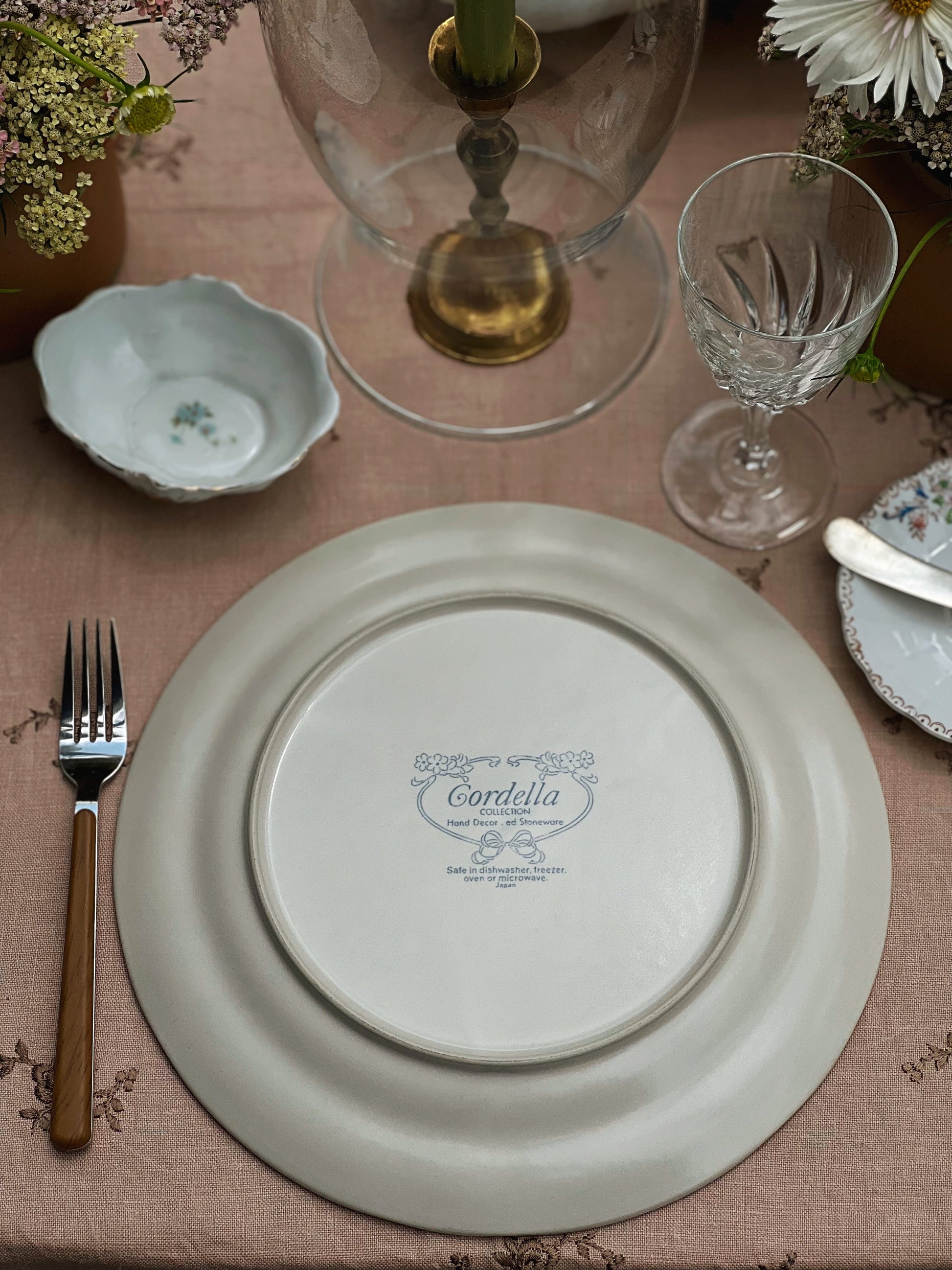 Vintage Set of 4 Cordella Burnet Stoneware Dinner Plates