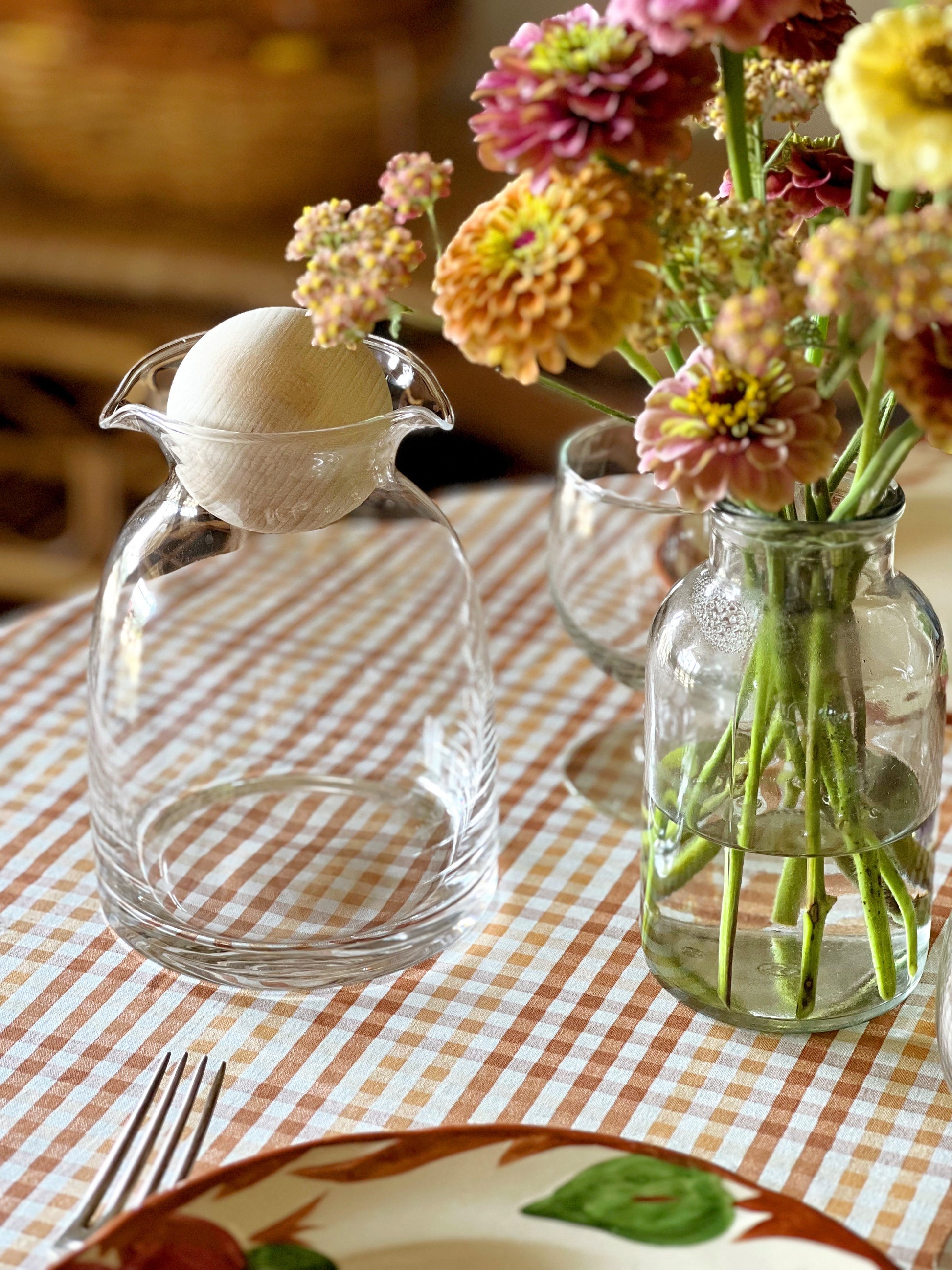 Clear Glass Double Spout Decanter with Ball Stopper