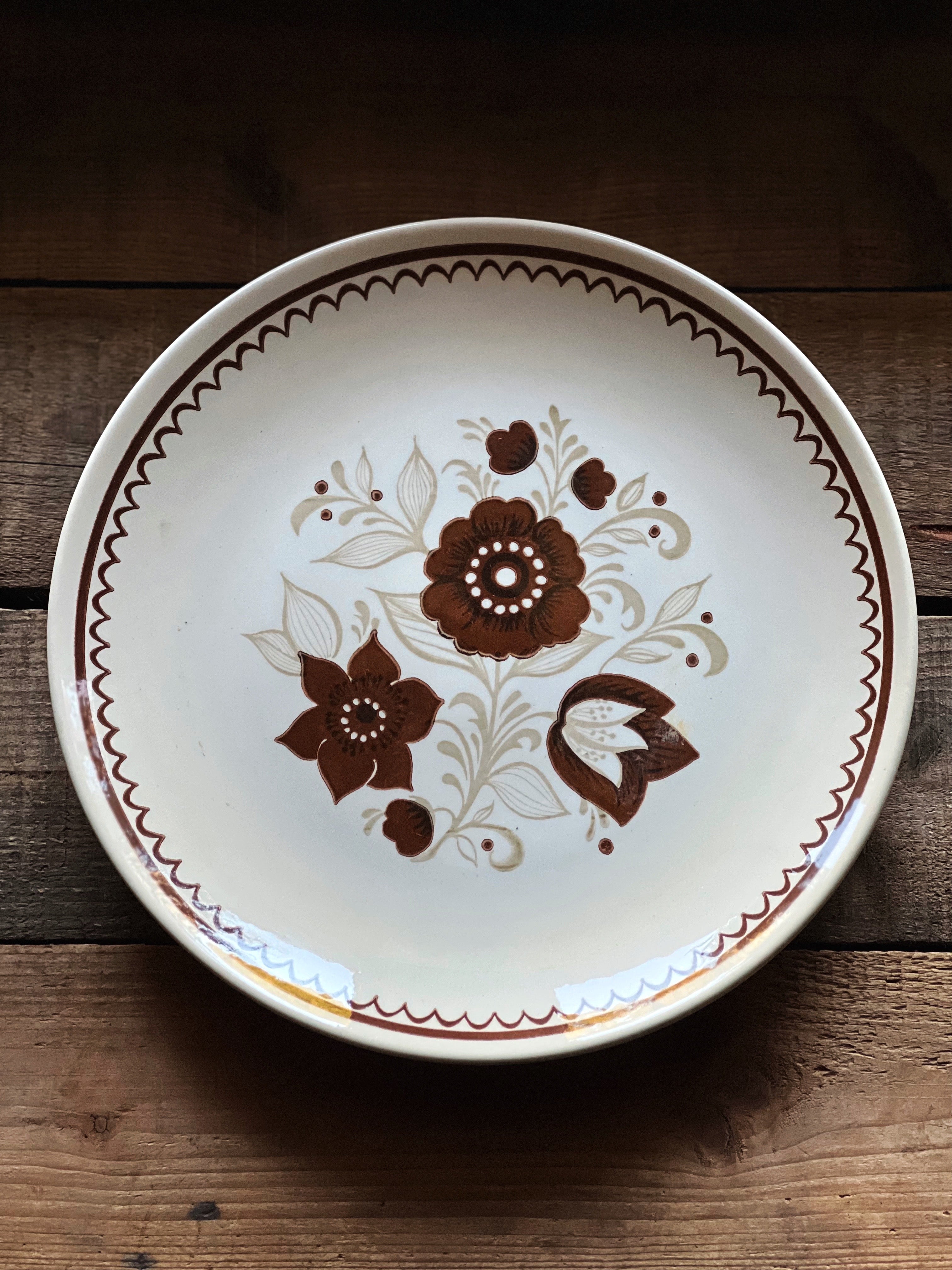 Pair Of Vintage Cavalier Ironstone Nutmeg Dinner Plates – Feastvintage