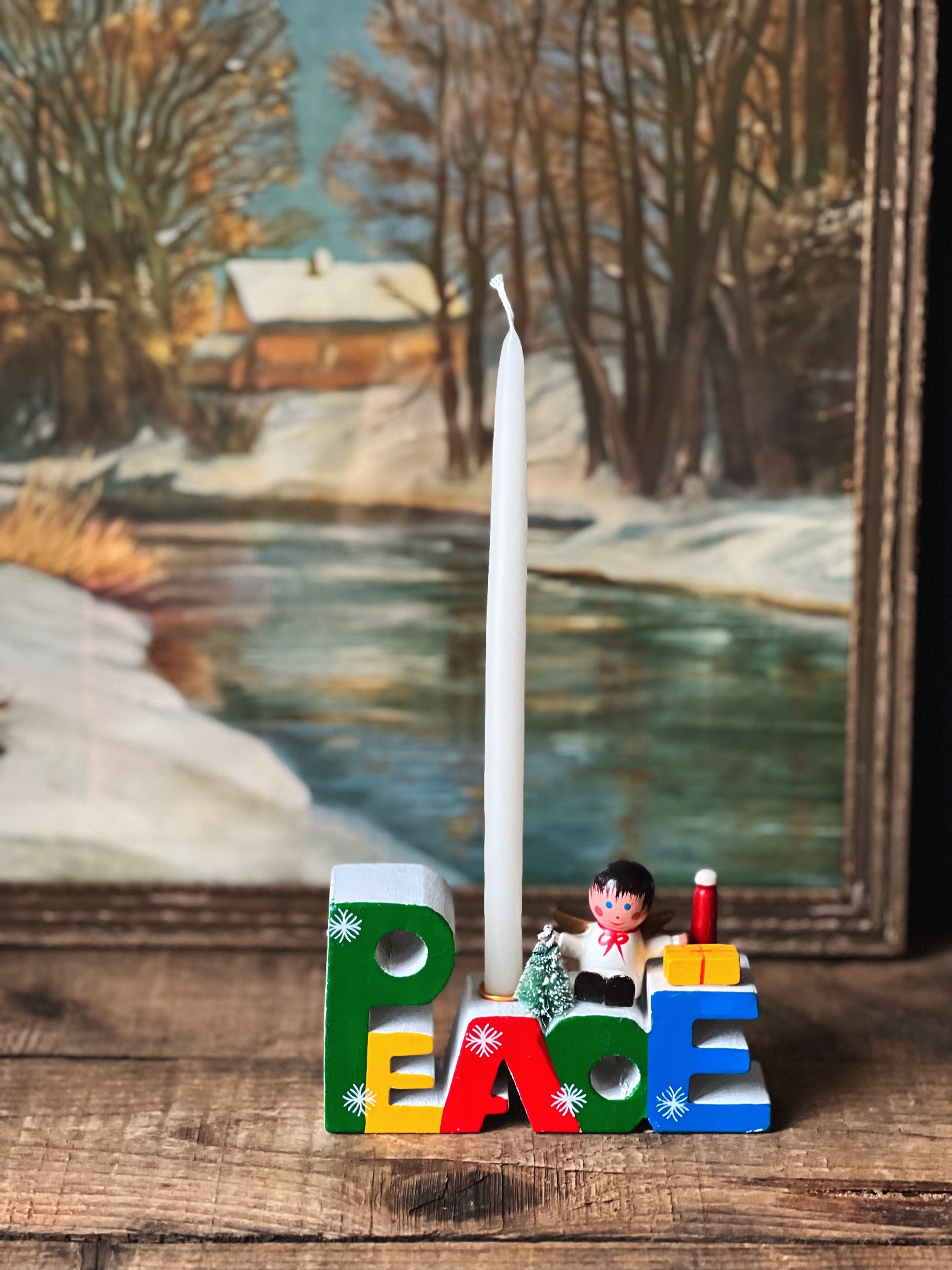 Vintage Giftco Taiwan 'Peace' Christmas Candleholder