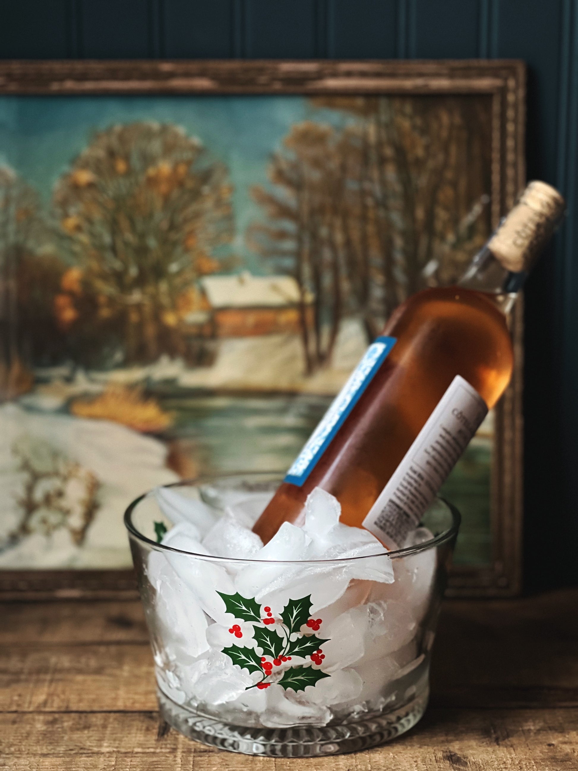 Vintage Glass Christmas Ice Bucket