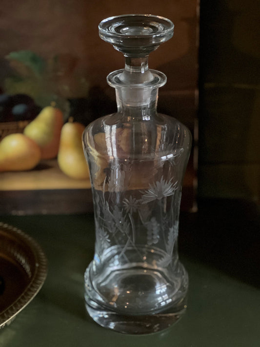 Vintage Etched Glass Decanter