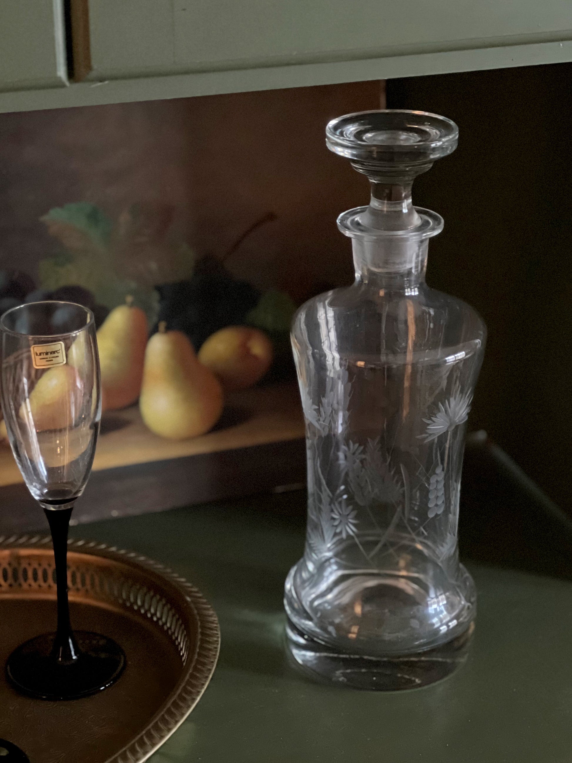 Vintage Etched Glass Decanter
