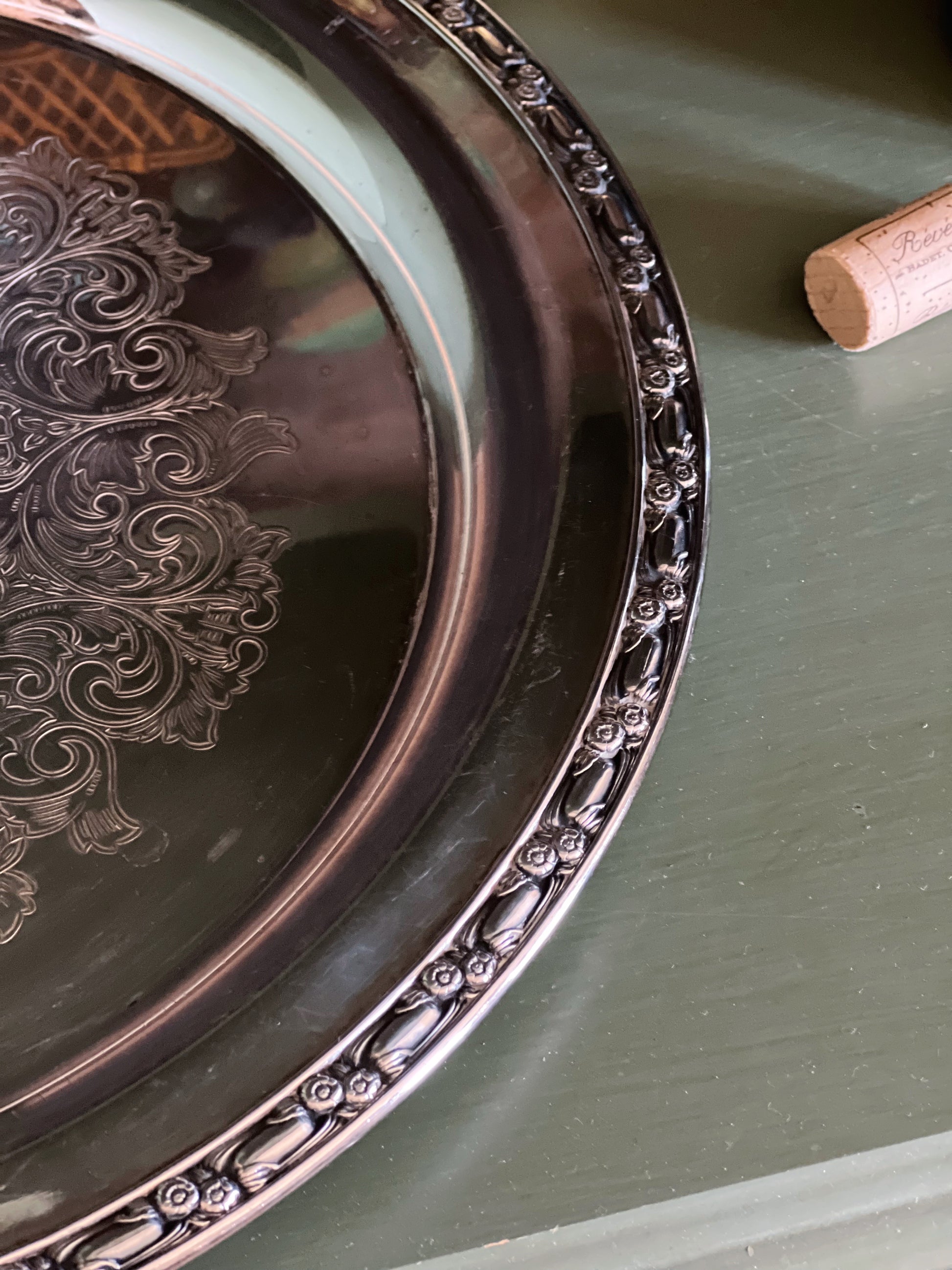 Vintage Oneida Silversmiths Round Silver Serving Tray