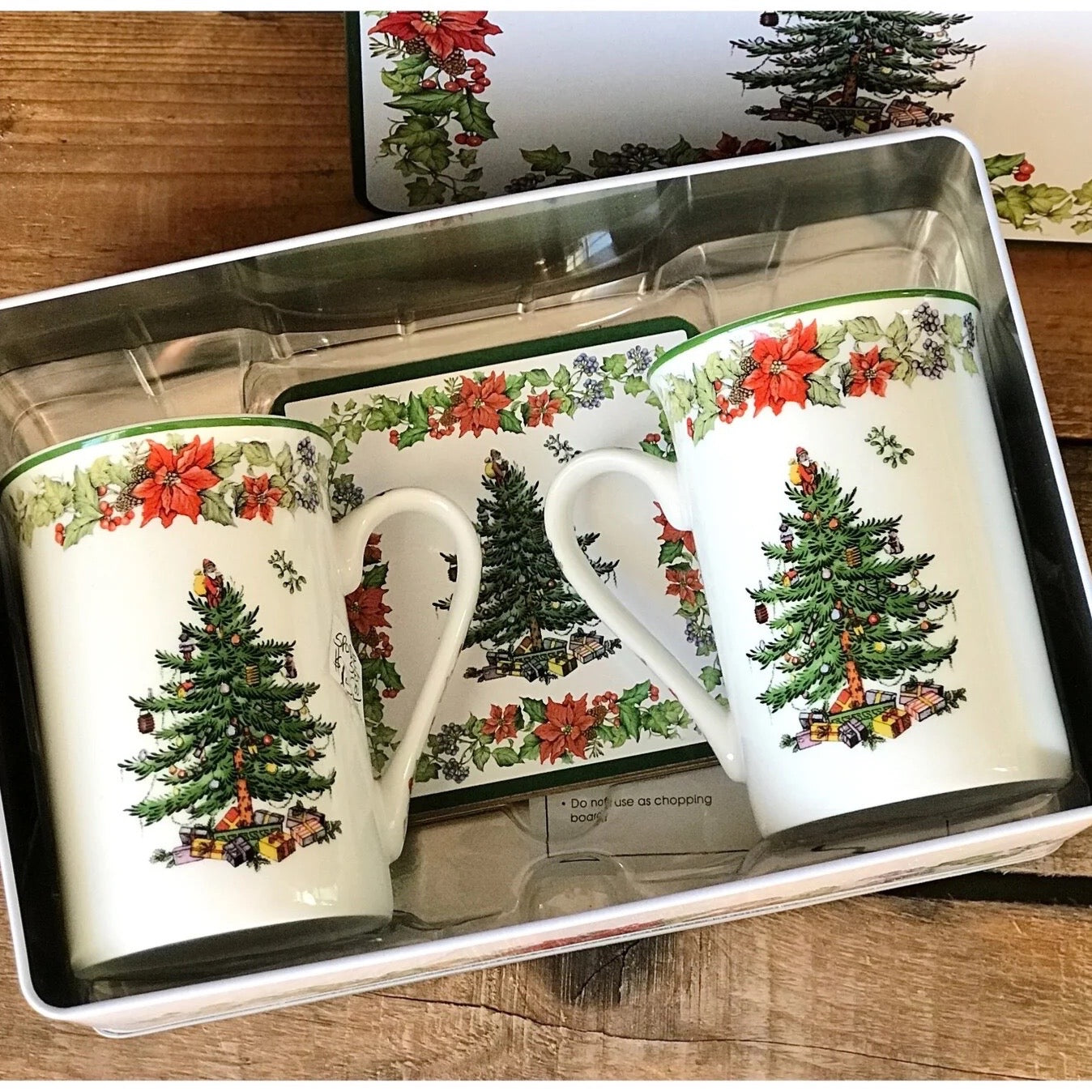 Vintage Spode Christmas Tree 5 Piece Gift Tin feastvintage