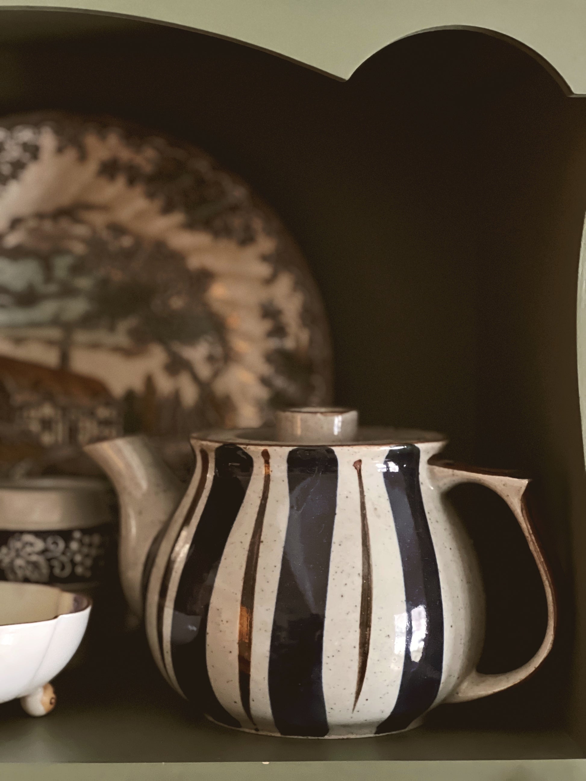 Vintage Hand Painted Stoneware Teapot