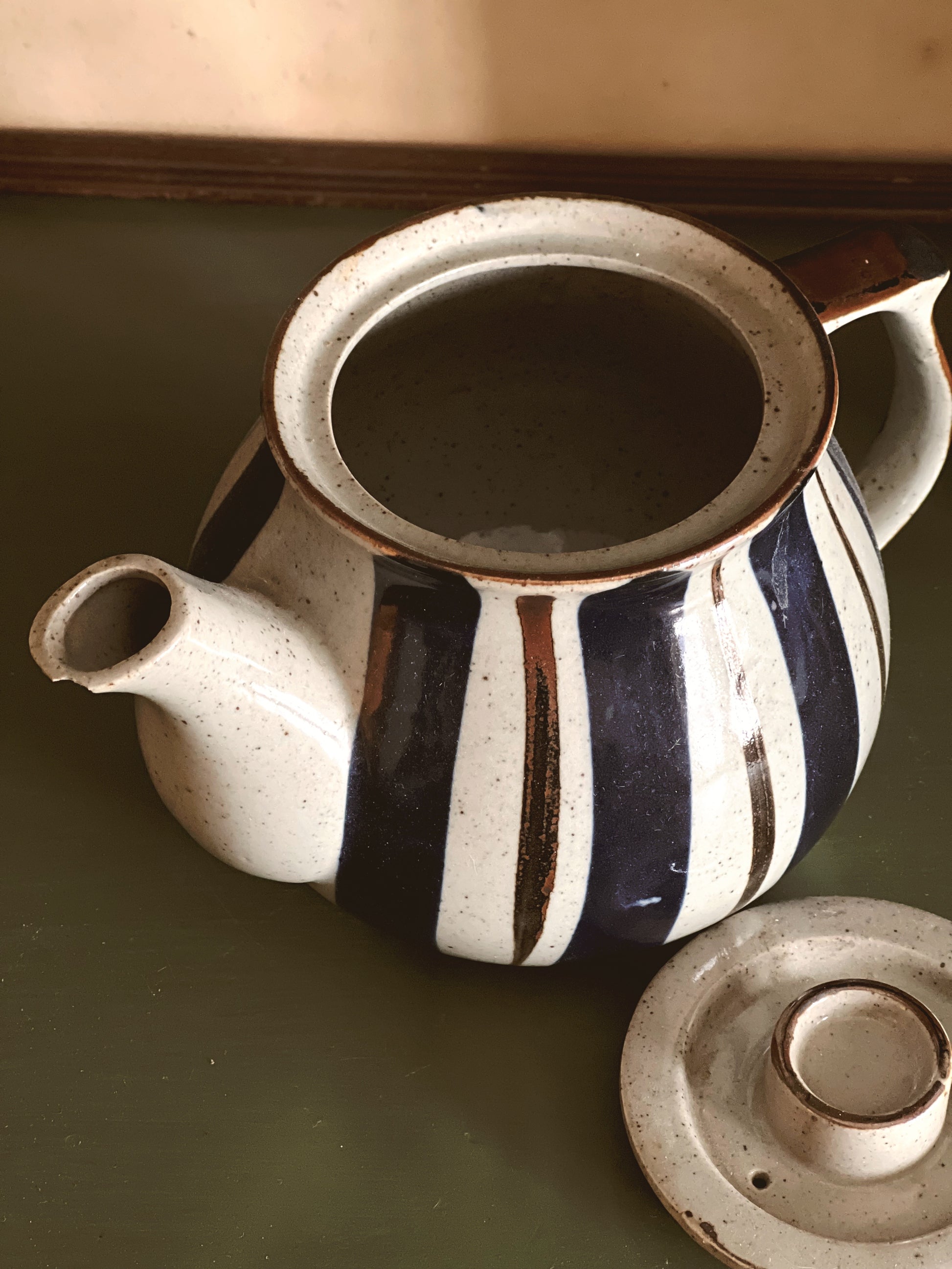 Vintage Hand Painted Stoneware Teapot