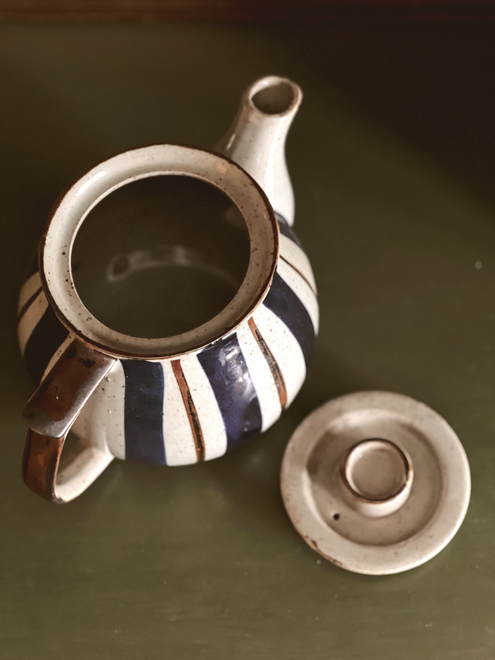 Vintage Hand Painted Stoneware Teapot