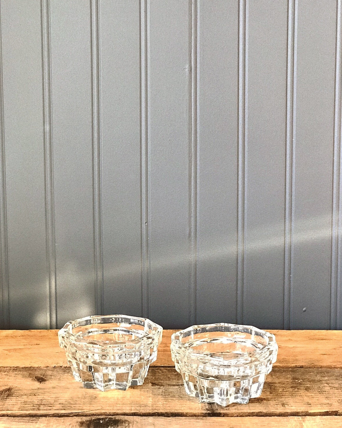 Vintage Pair of Glass Taper Candleholders