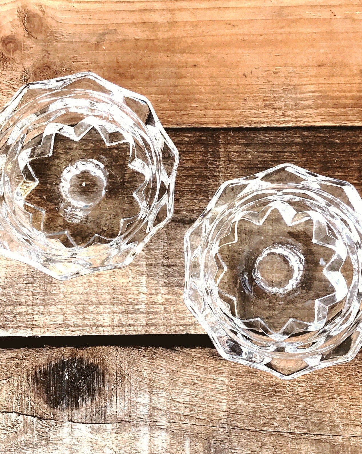 Vintage Pair of Glass Taper Candleholders