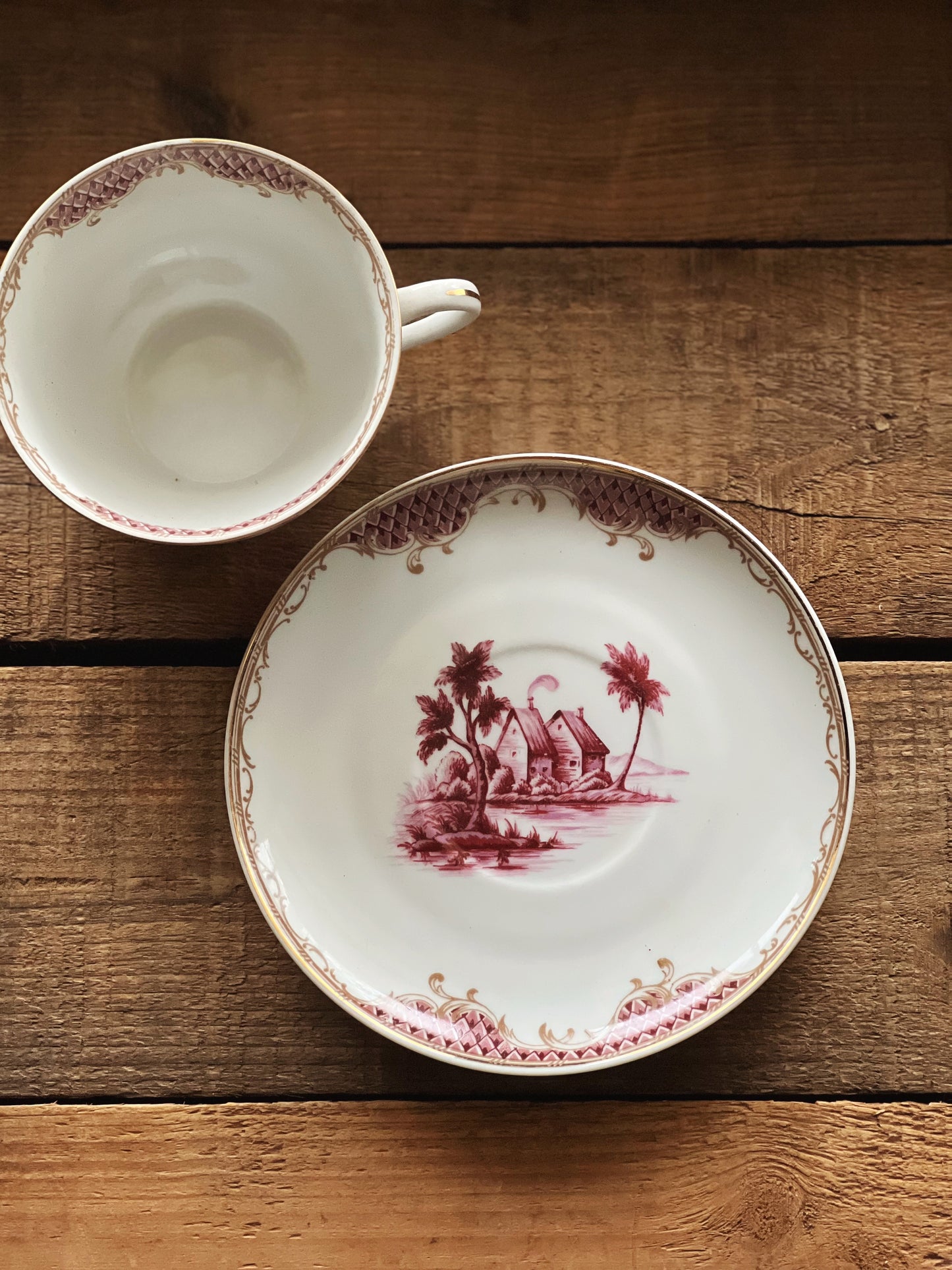 Vintage Cerabel Porcelaine De Baudour Tea Cup & Saucer Set