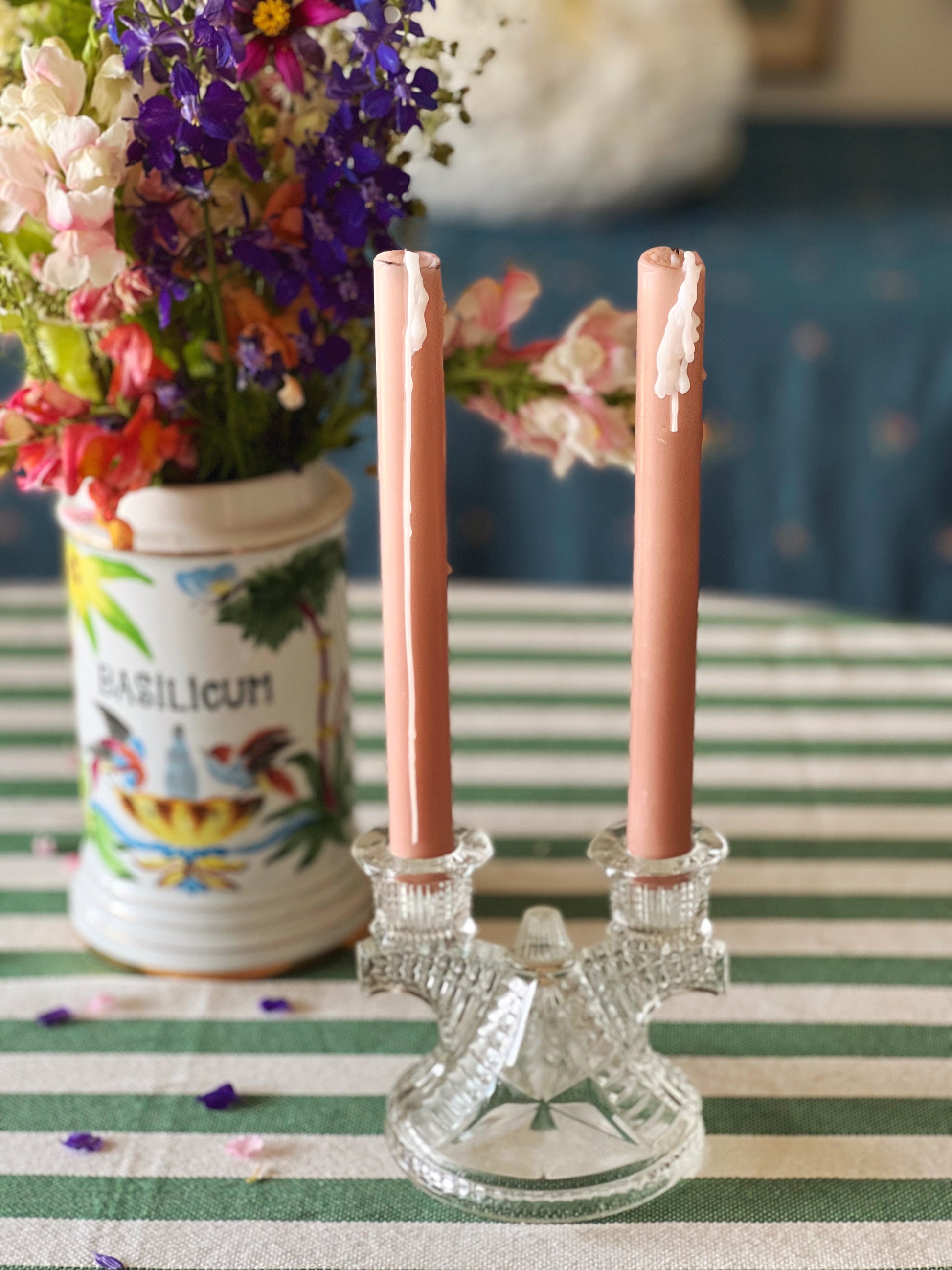 Vintage Cut Glass Two Arm Candleholder