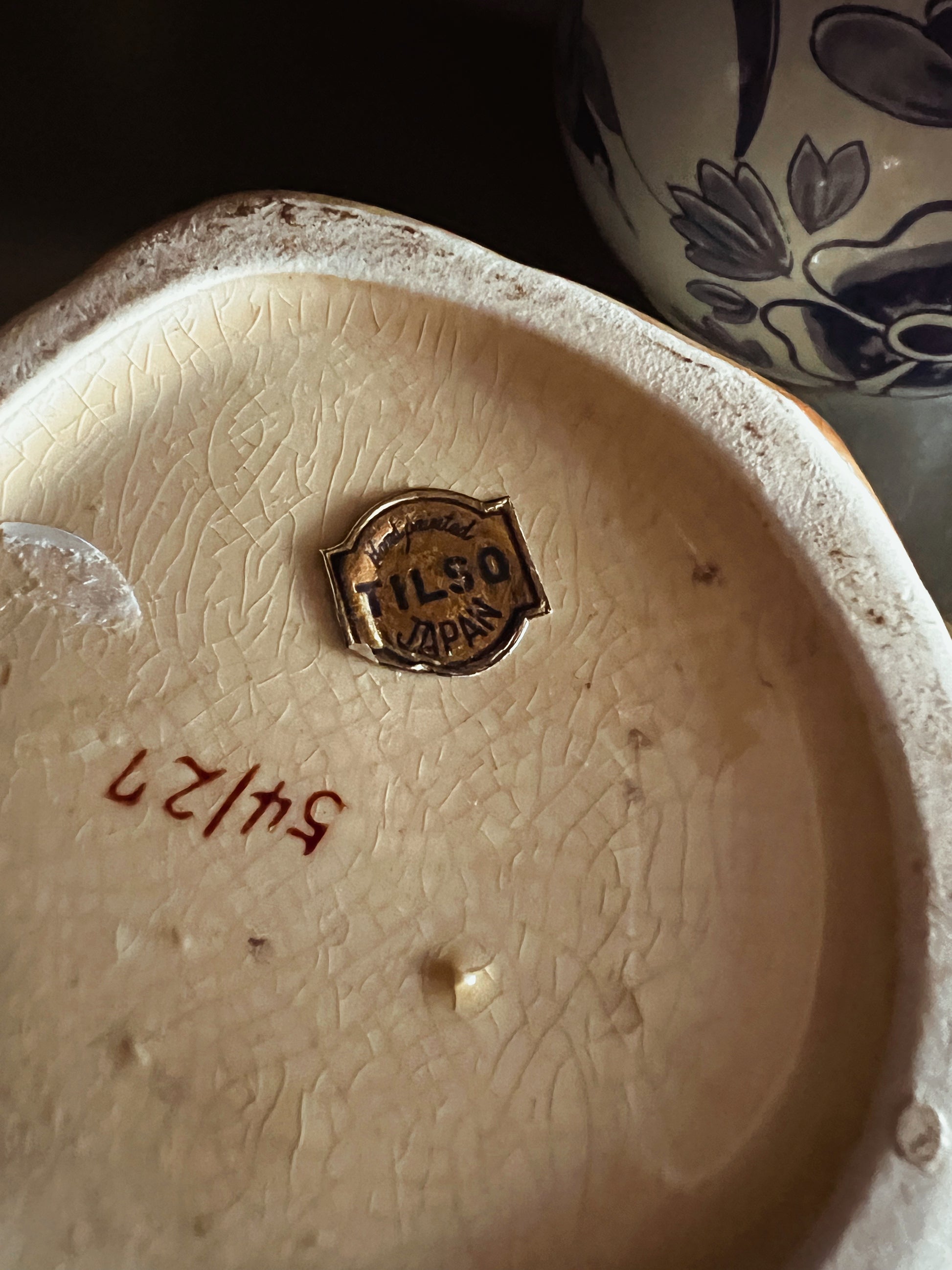 Vintage Hand Painted Tilso Japan Embossed Fruit Jar with Lid