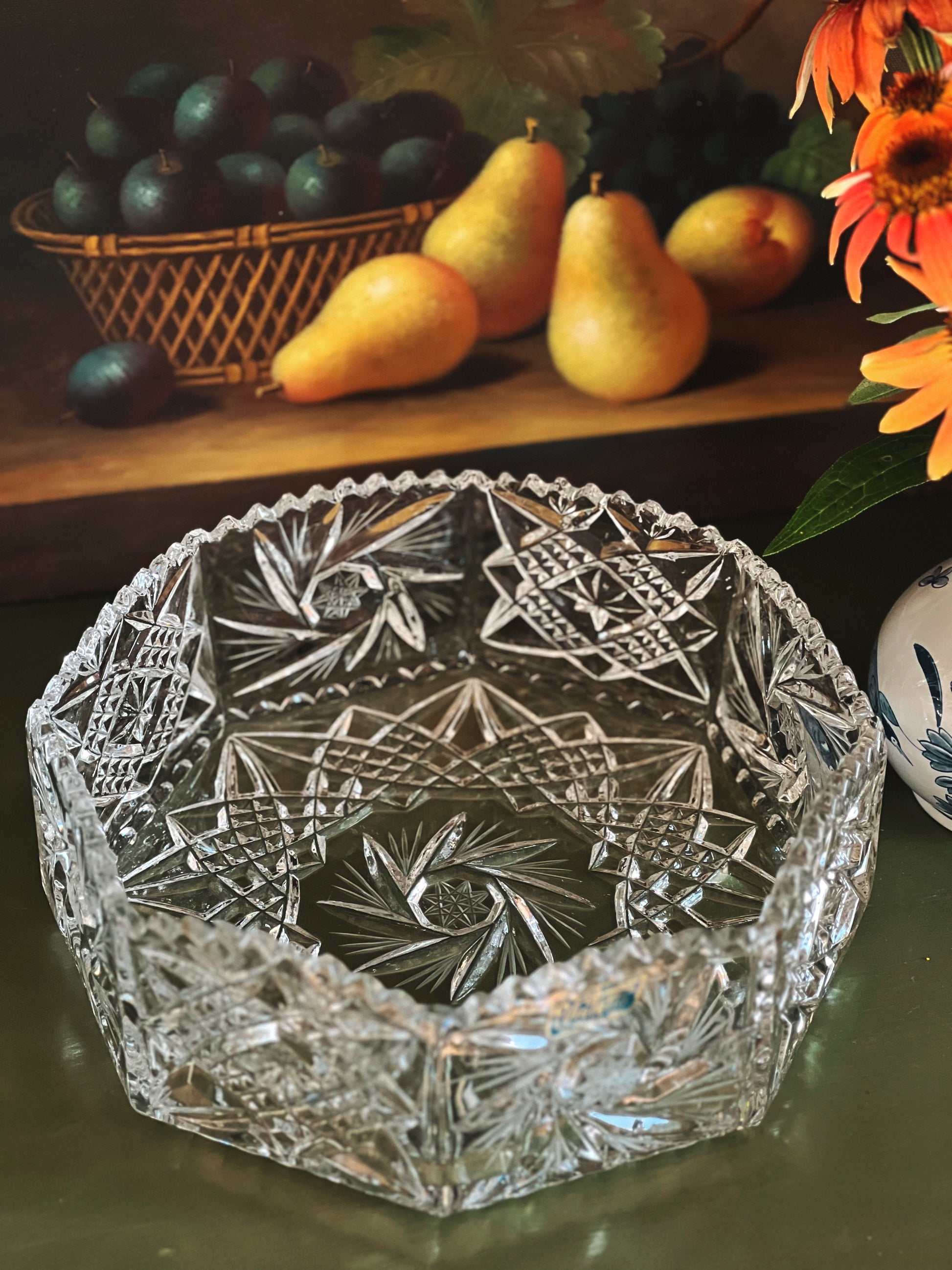 Vintage Violetta Poland Crystal Serving Bowl