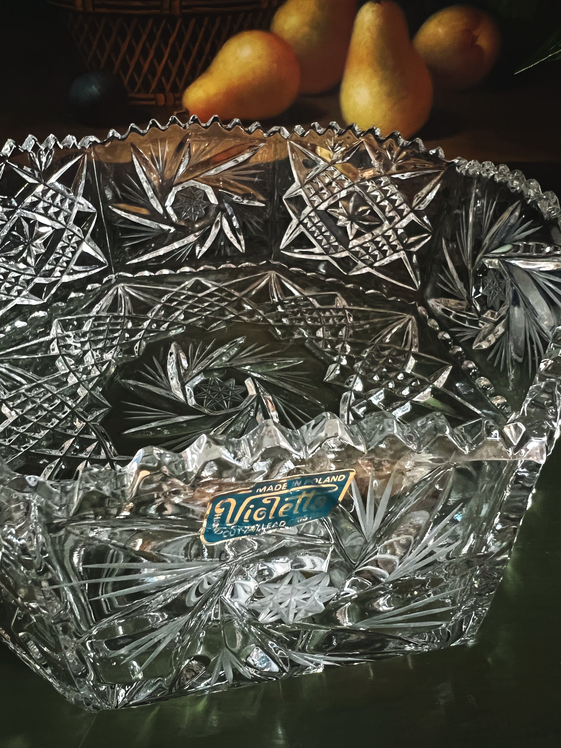 Vintage Violetta Poland Crystal Serving Bowl
