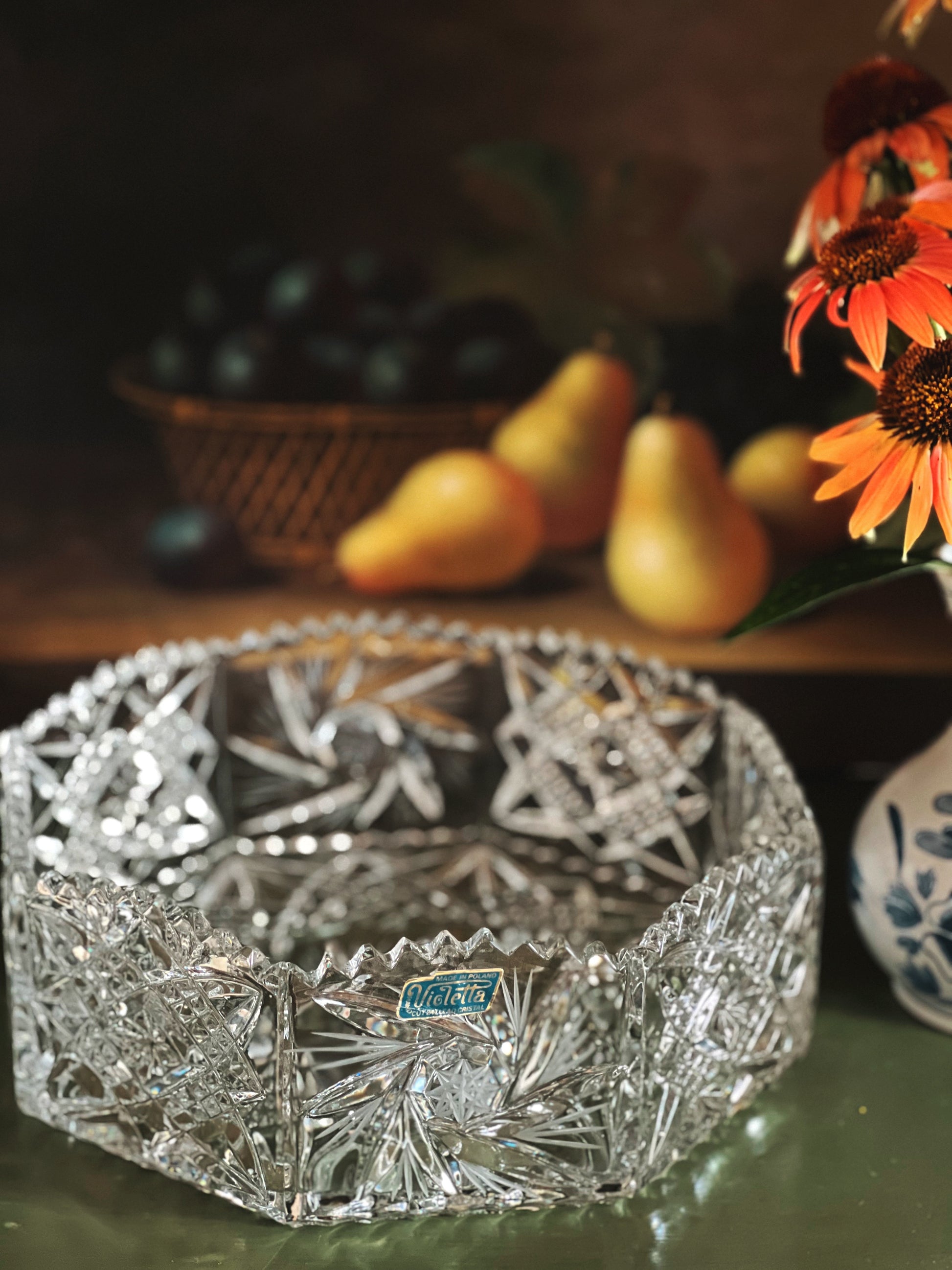 Vintage Violetta Poland Crystal Serving Bowl