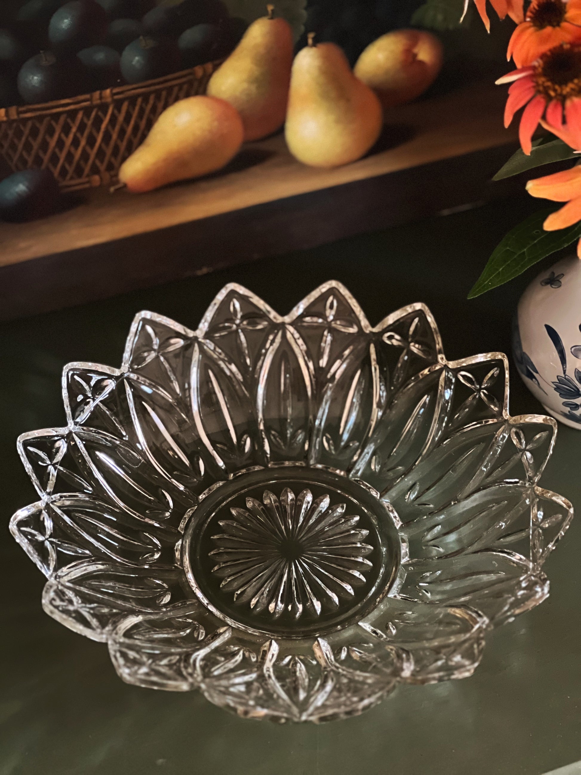 Vintage Scalloped Edge Glass Salad Bowl