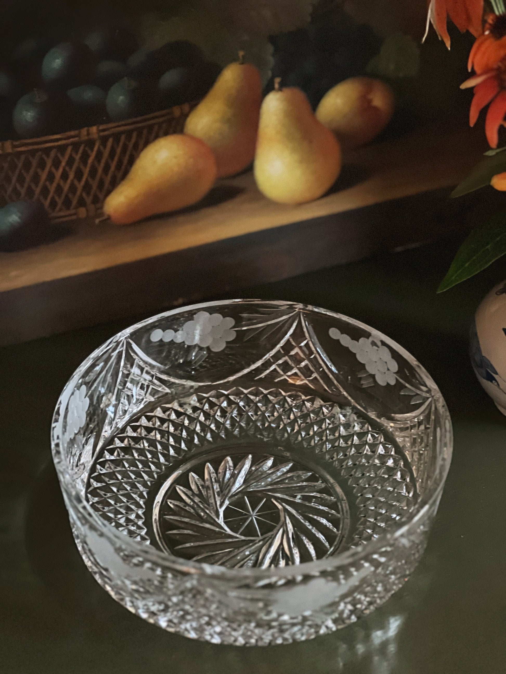 Vintage Etched Crystal Bowl